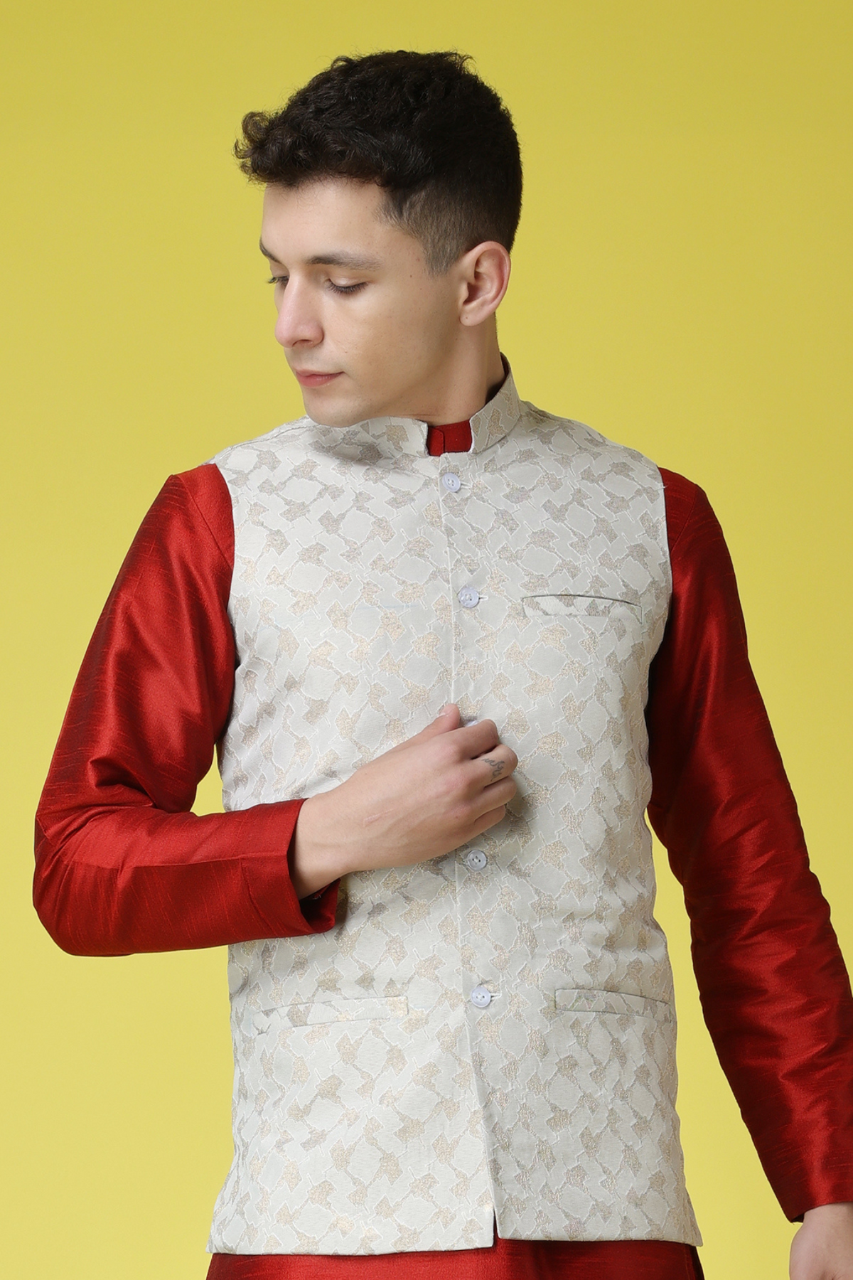 Buy Plus Size ​Ivory White Textured Vasket At Apella | Sizes XS to 10 XL | India | Free Delivery | Customized