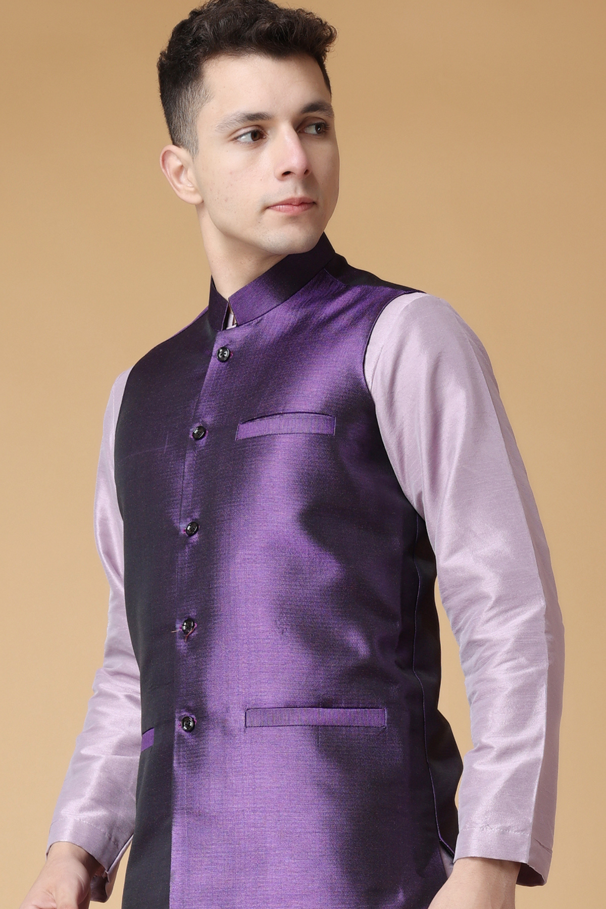 Buy Plus Size ​Mulberry Purple Silk Vasket At Apella | Sizes XS to 10 XL | India | Free Delivery | Customized