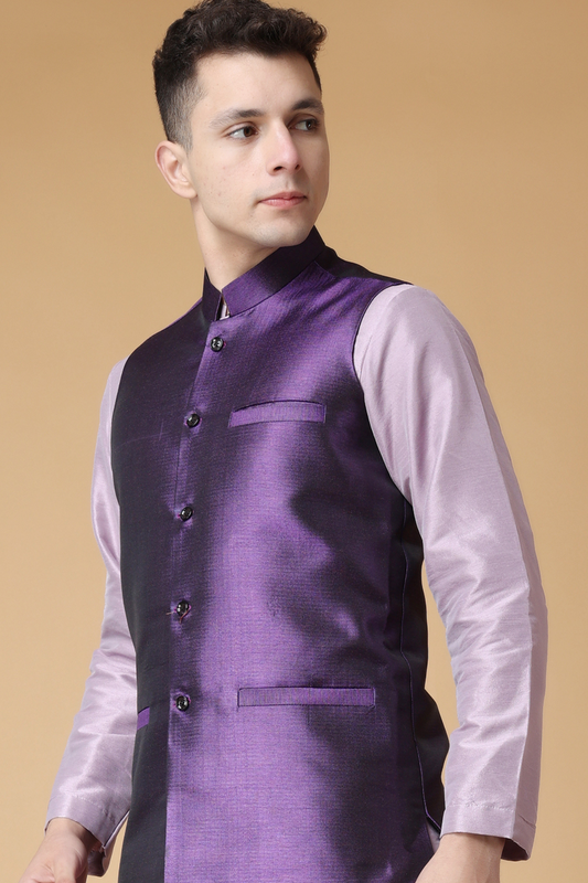 Buy Plus Size ​Mulberry Purple Silk Vasket At Apella | Sizes XS to 10 XL | India | Free Delivery | Customized