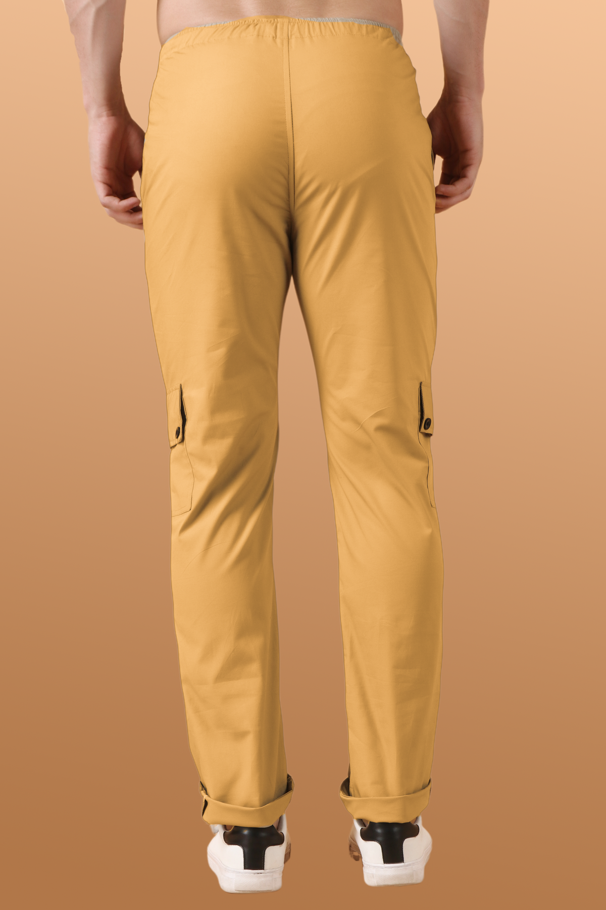 Buy Plus Size ​Dark Beige Stretch Cargo At Apella | Sizes XS to 10 XL | India | Free Delivery | Customized