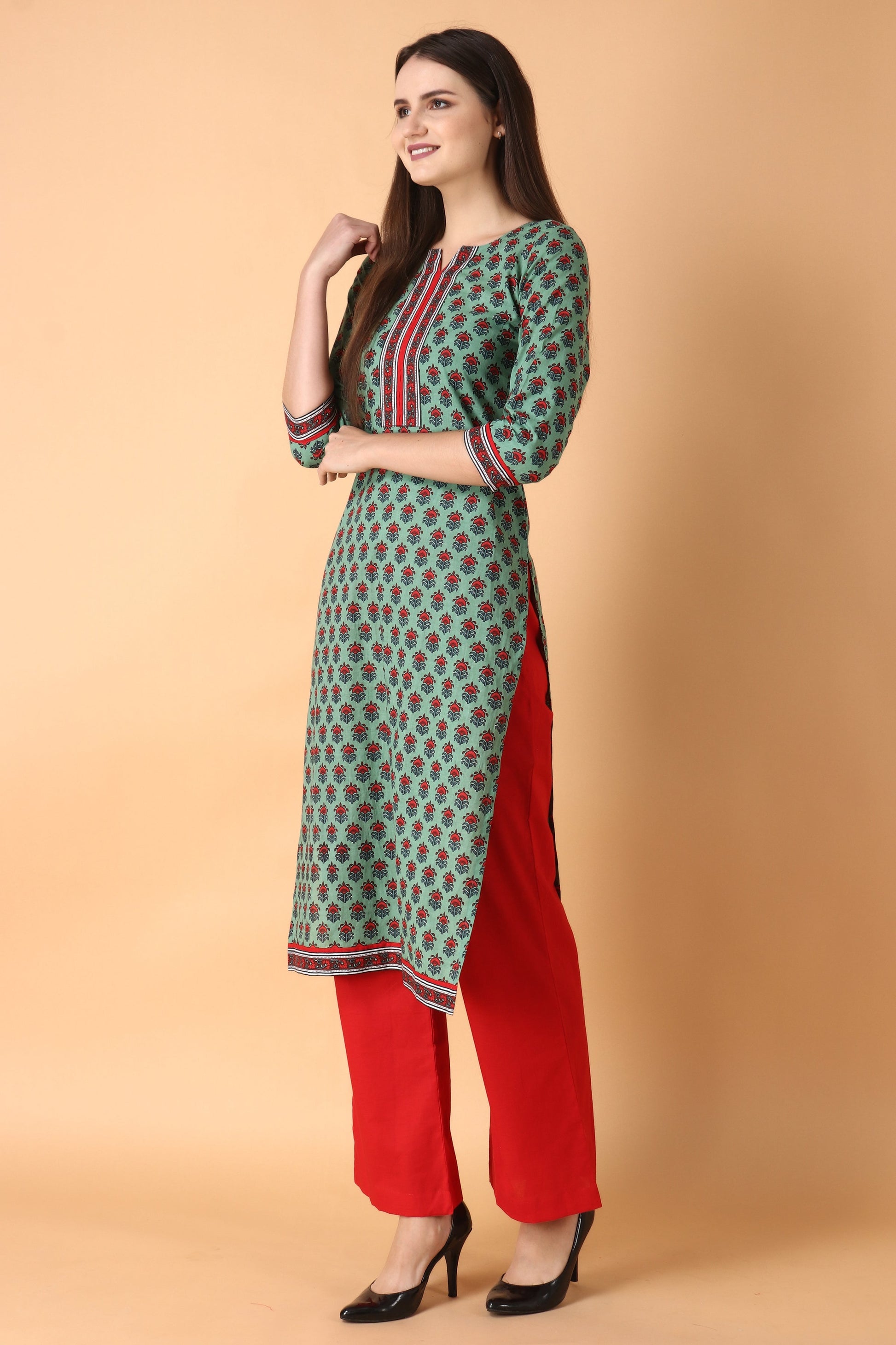 Women Plus Size kurti with pant set -Apella