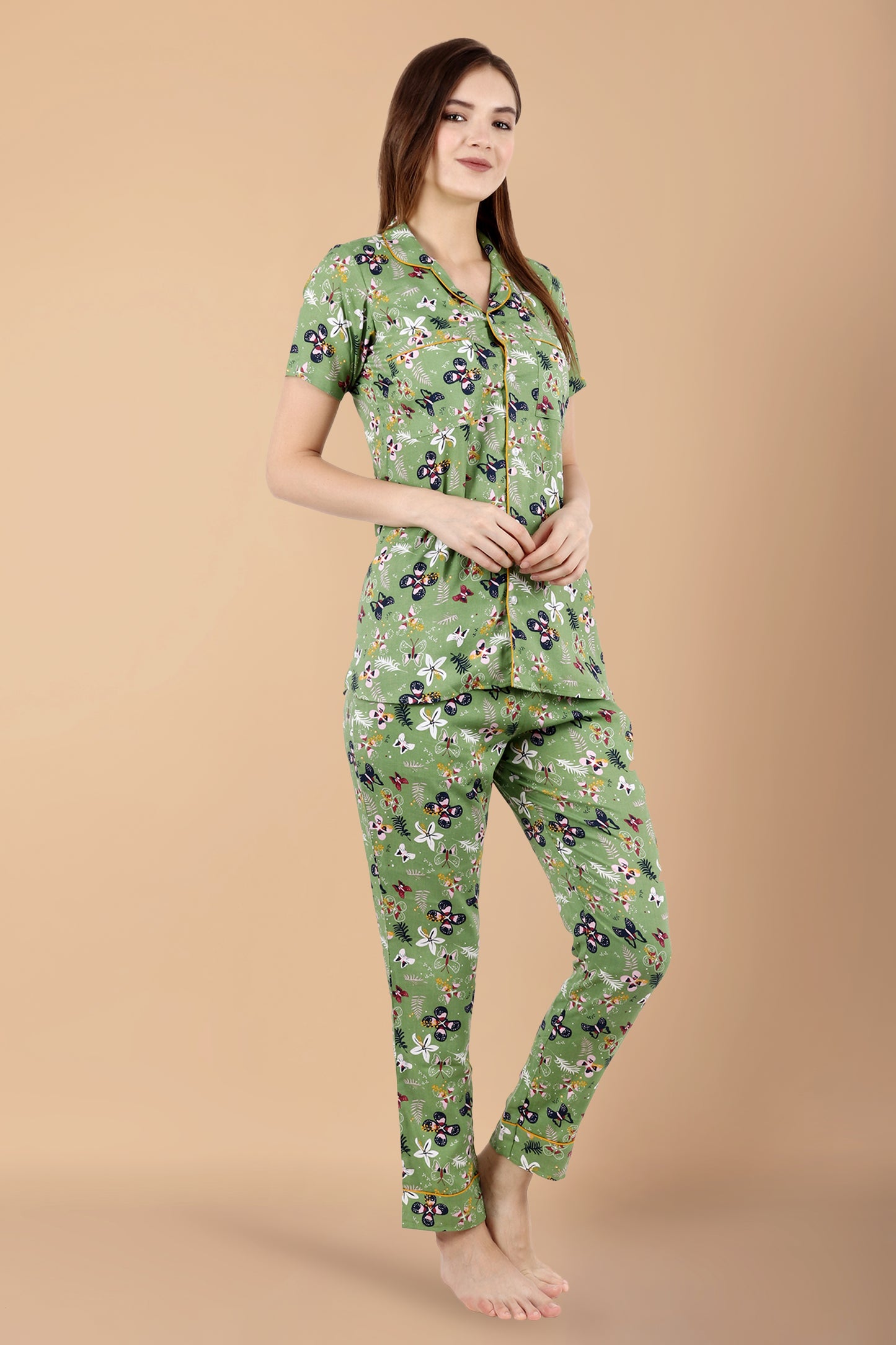 Basil Butterfly Night Suit | Apella.
