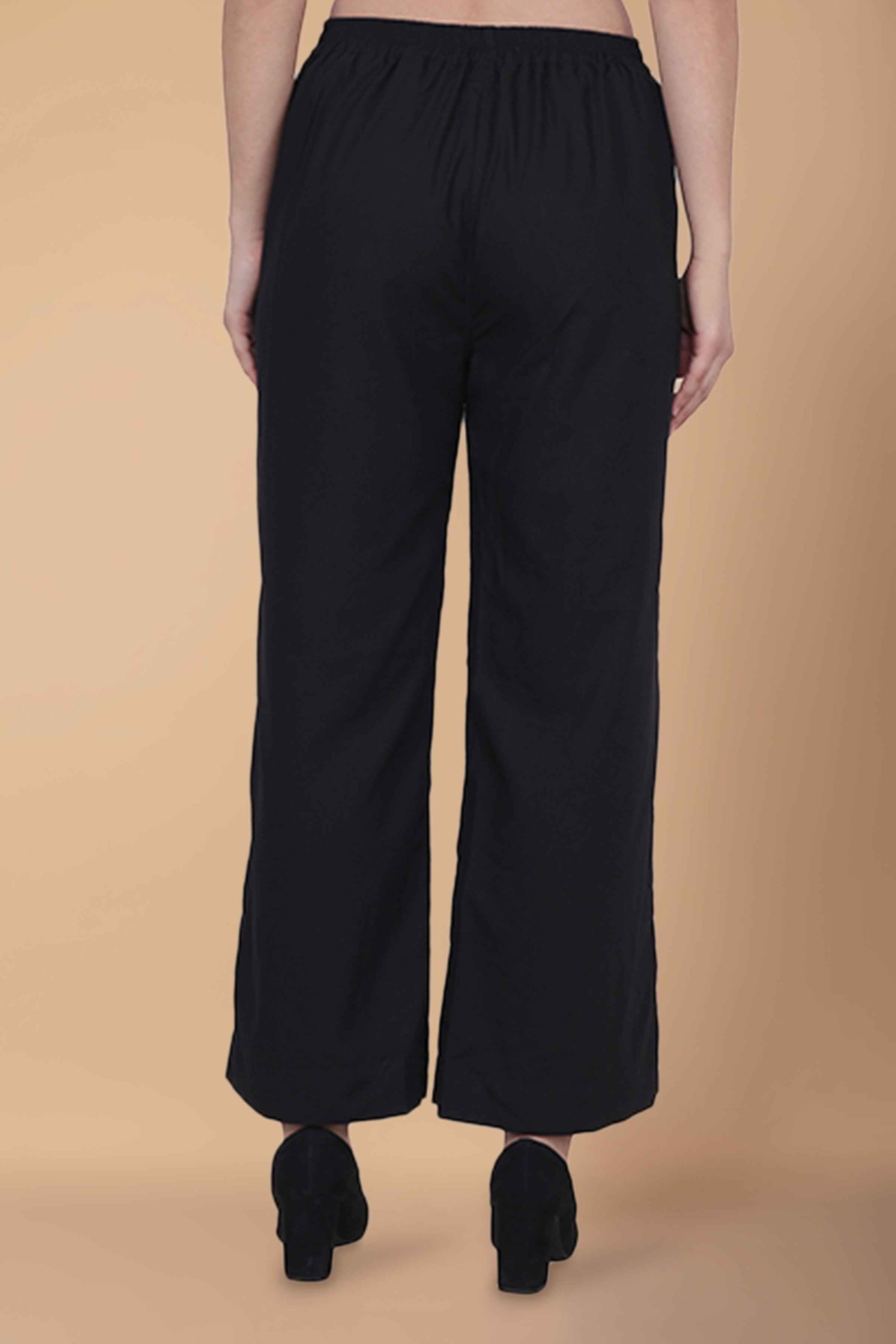 Buy Plus Size ​Black Buttoned Palazzo At Apella | Sizes XS to 10 XL | India | Free Delivery | Customized