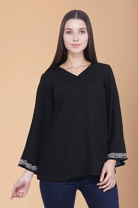 Women Plus Size Black Rayon Top for Ladies | Apella