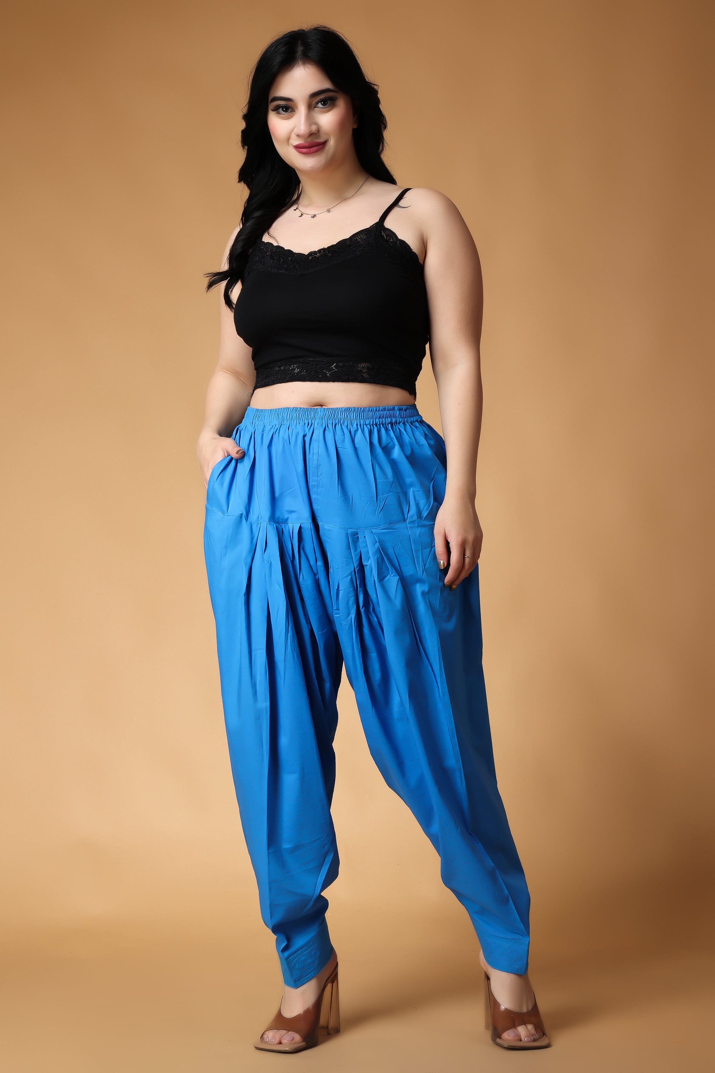 Buy Women Plus Size Blue Printed cotton salwar Online- Apella