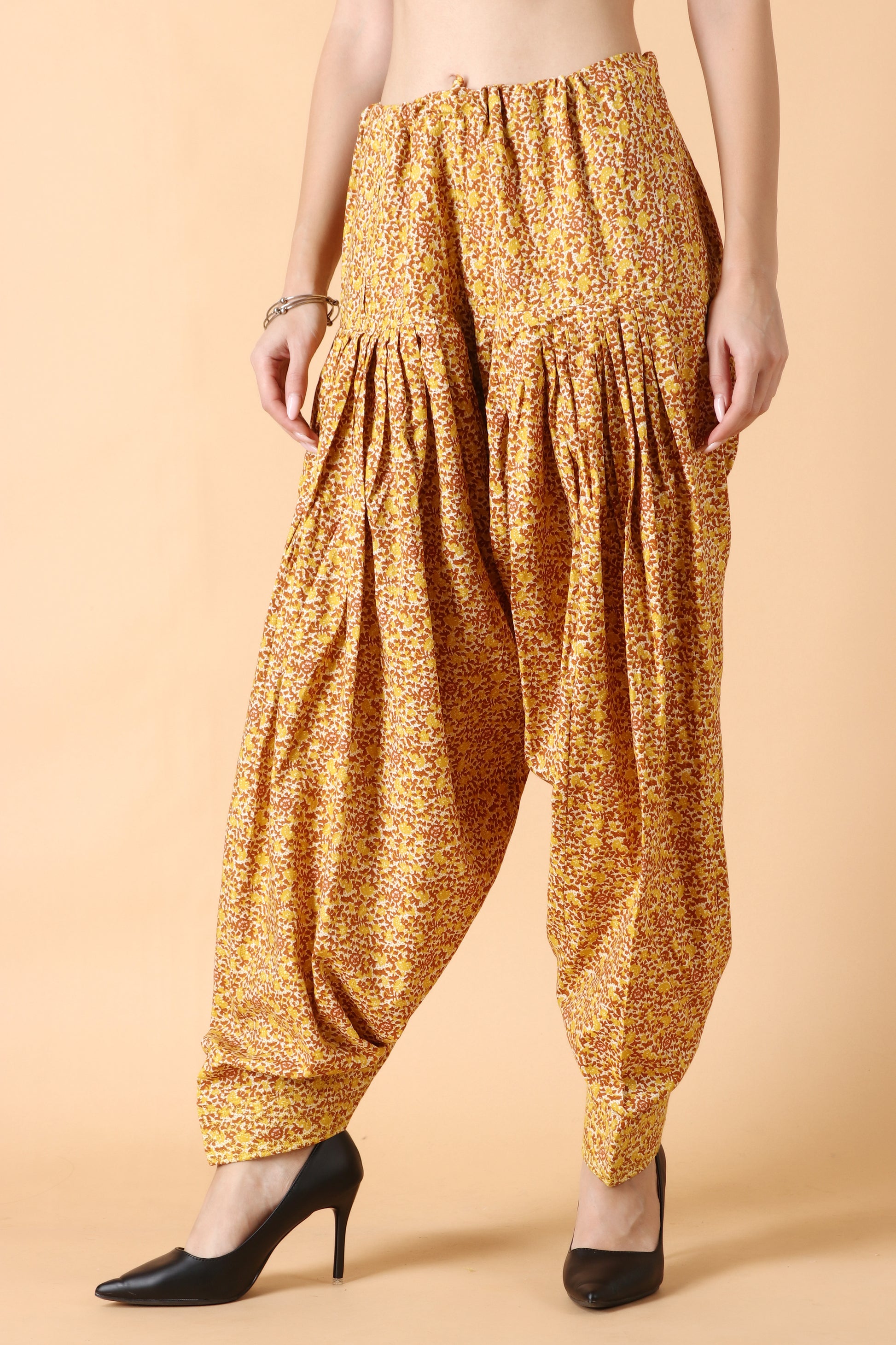  Women Plus Size Yellow Cotton Punjabi Patiala Salwar | Apella