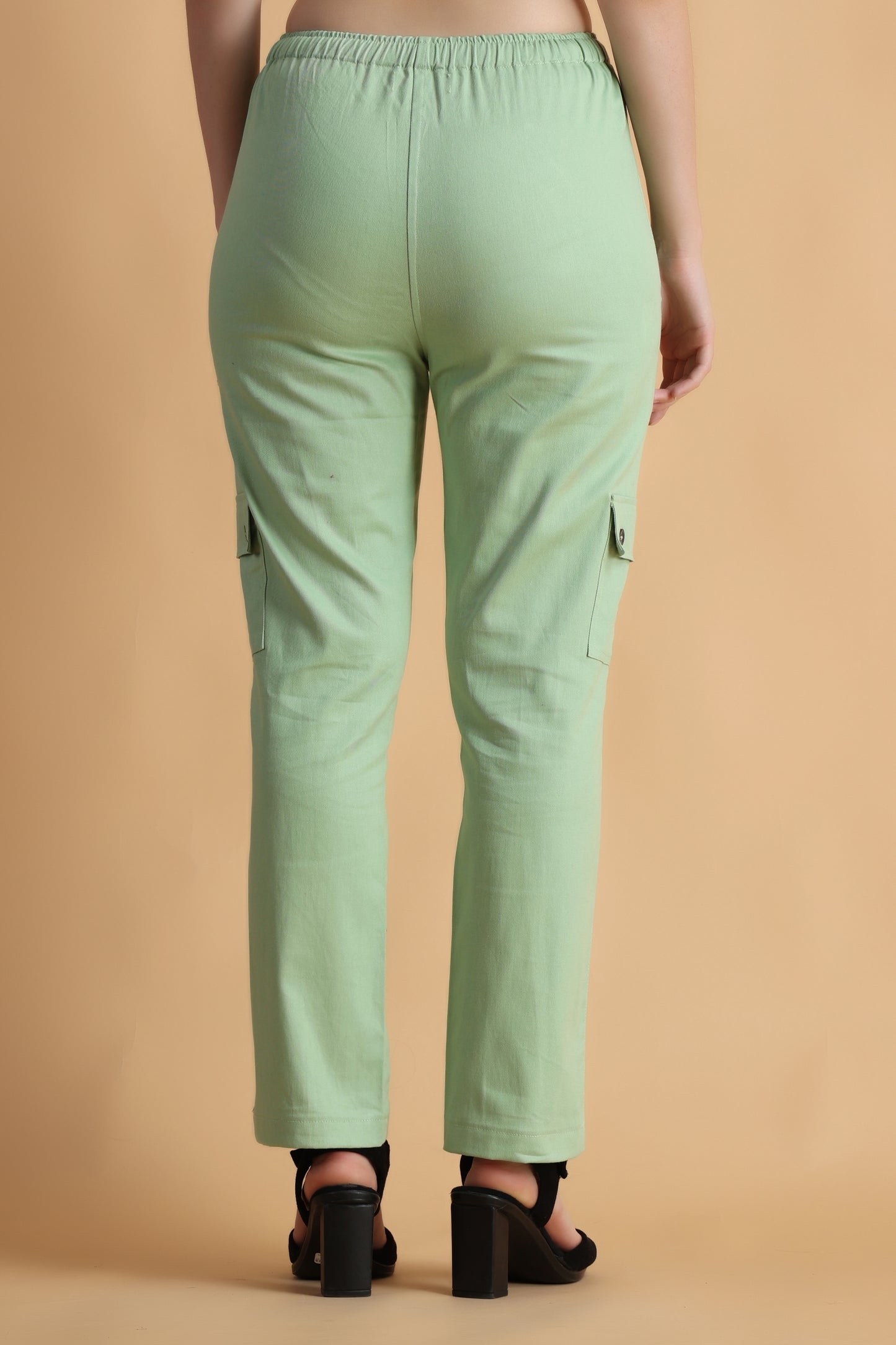 Women Plus Size Pista Green cotton trousers women | Apella