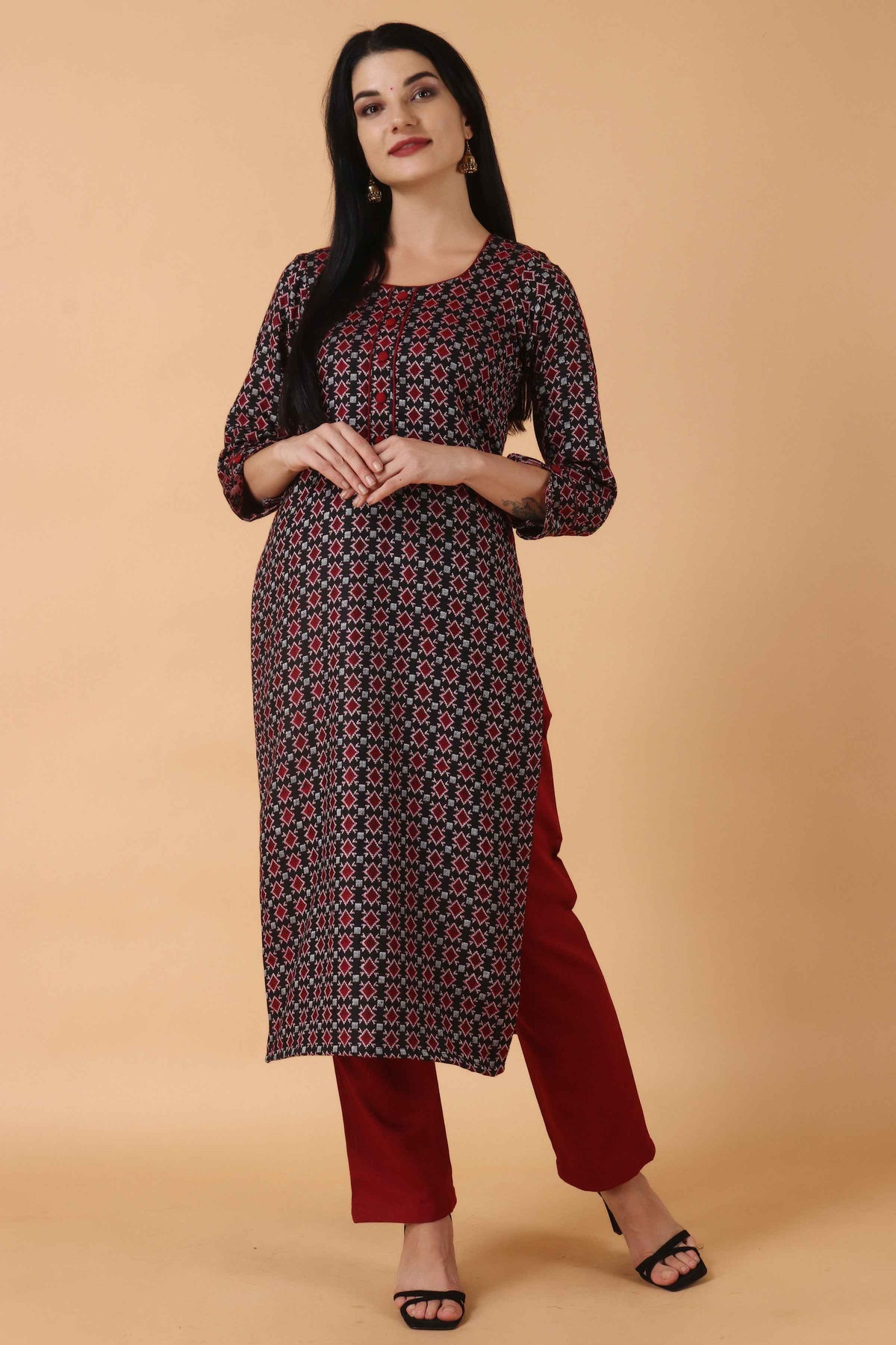Buy Plus Size ​Ginger Tea Woollen Kurta Set At Apella | Sizes XS to 10 XL | India | Free Delivery | Customized