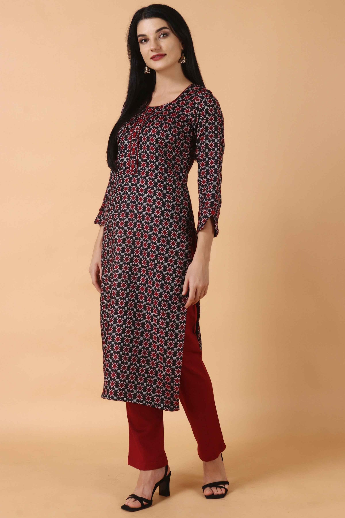Buy Plus Size ​Ginger Tea Woollen Kurta Set At Apella | Sizes XS to 10 XL | India | Free Delivery | Customized