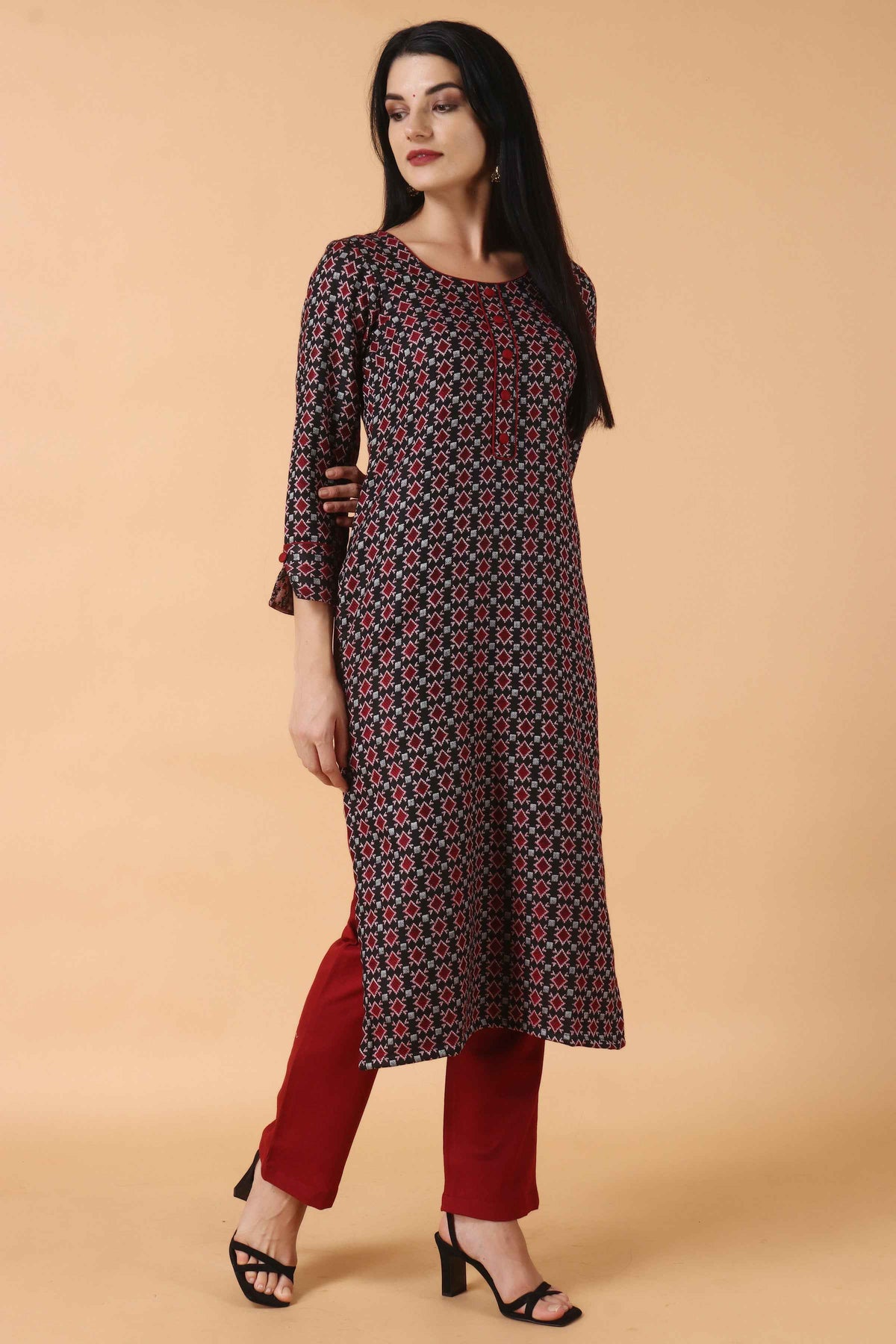 Buy Plus Size ​Ginger Tea Woollen Kurta Set At Apella | Sizes XS to 10 XL | India | Free Delivery | Customized