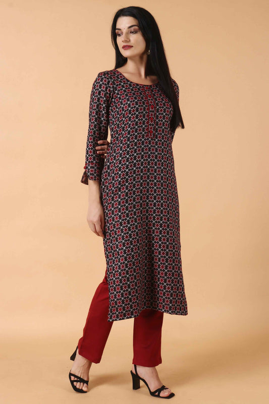 Buy Plus Size ​Ginger Tea Woollen Kurta Set At Apella | Sizes XS to 10 XL | India | Free Delivery | Customized