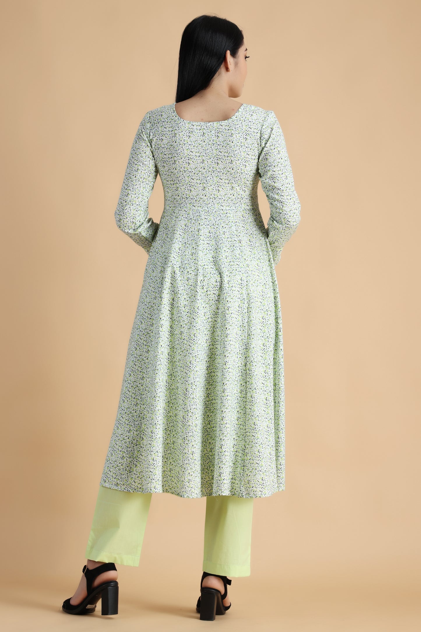 Women Plus Size Green Printed rayon Anarkali kurti Design | Apella