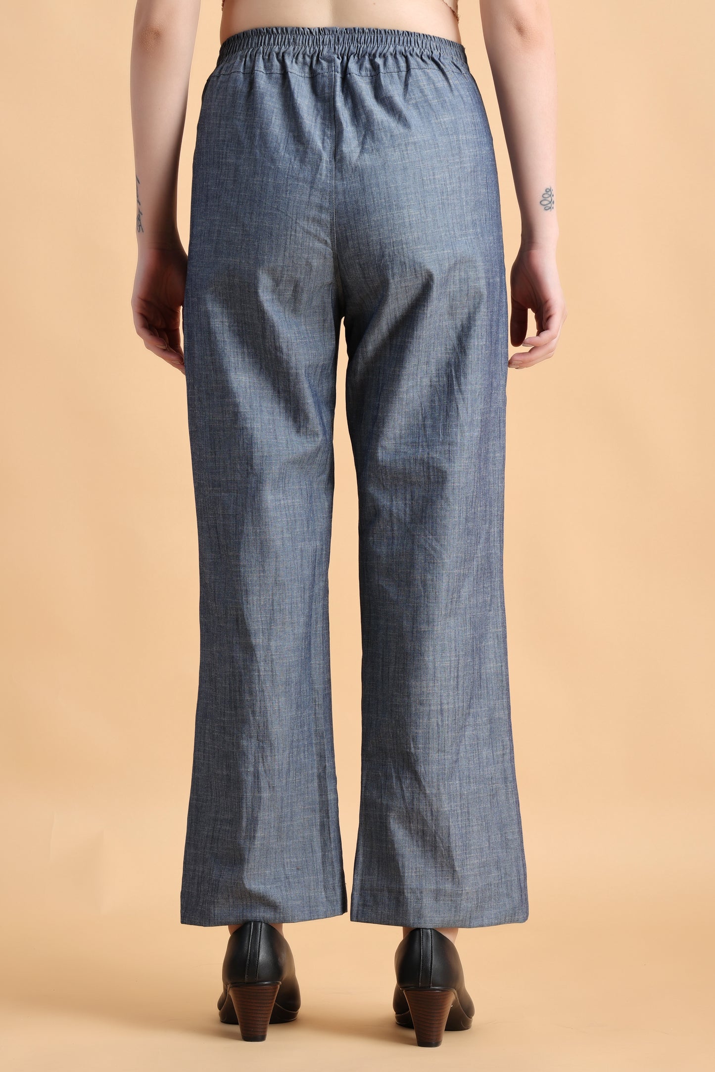Women Plus Size Grey cotton palazzo pants | Apella