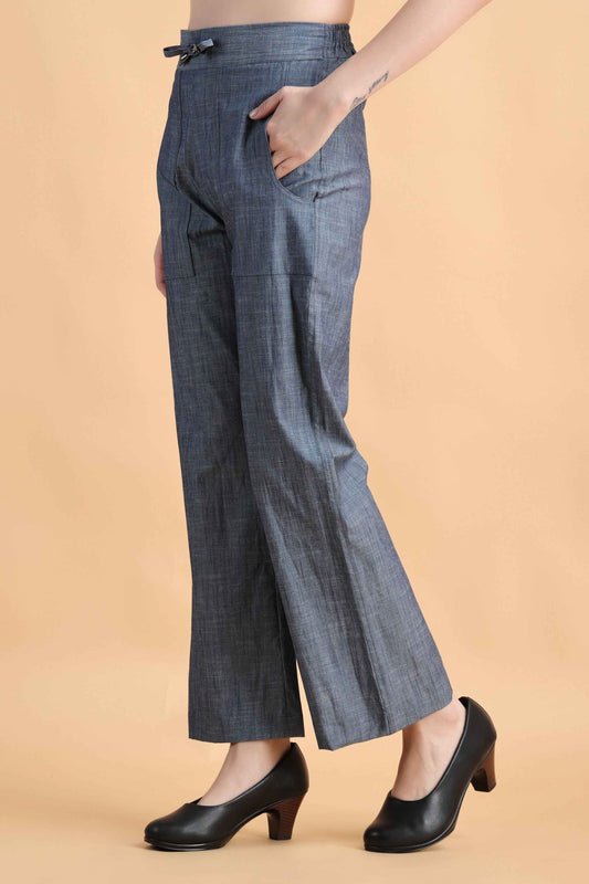 Buy Plus Size ​Grey Cotton Denim Pants At Apella | Sizes XS to 10 XL | India | Free Delivery | Customized