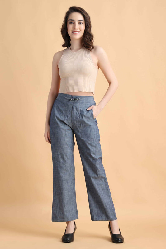 Buy Plus Size ​Grey Cotton Denim Pants At Apella | Sizes XS to 10 XL | India | Free Delivery | Customized