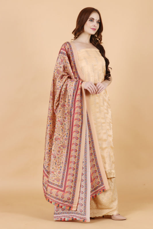 Women Plus Size Golden unstitched salwar suit l | Apella