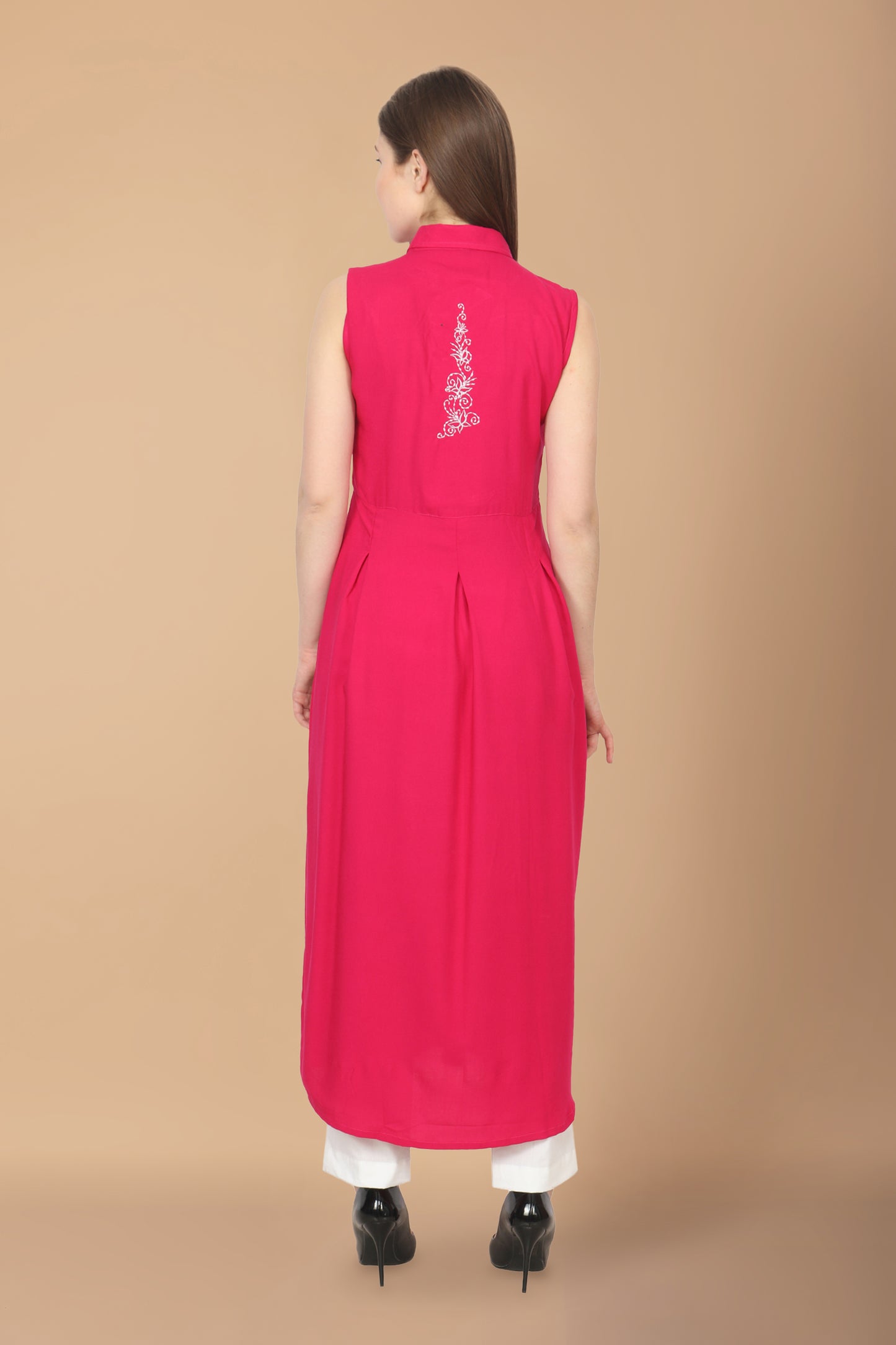Women Plus Size Pink Rayon party wear kurti palazzo set | Apella
