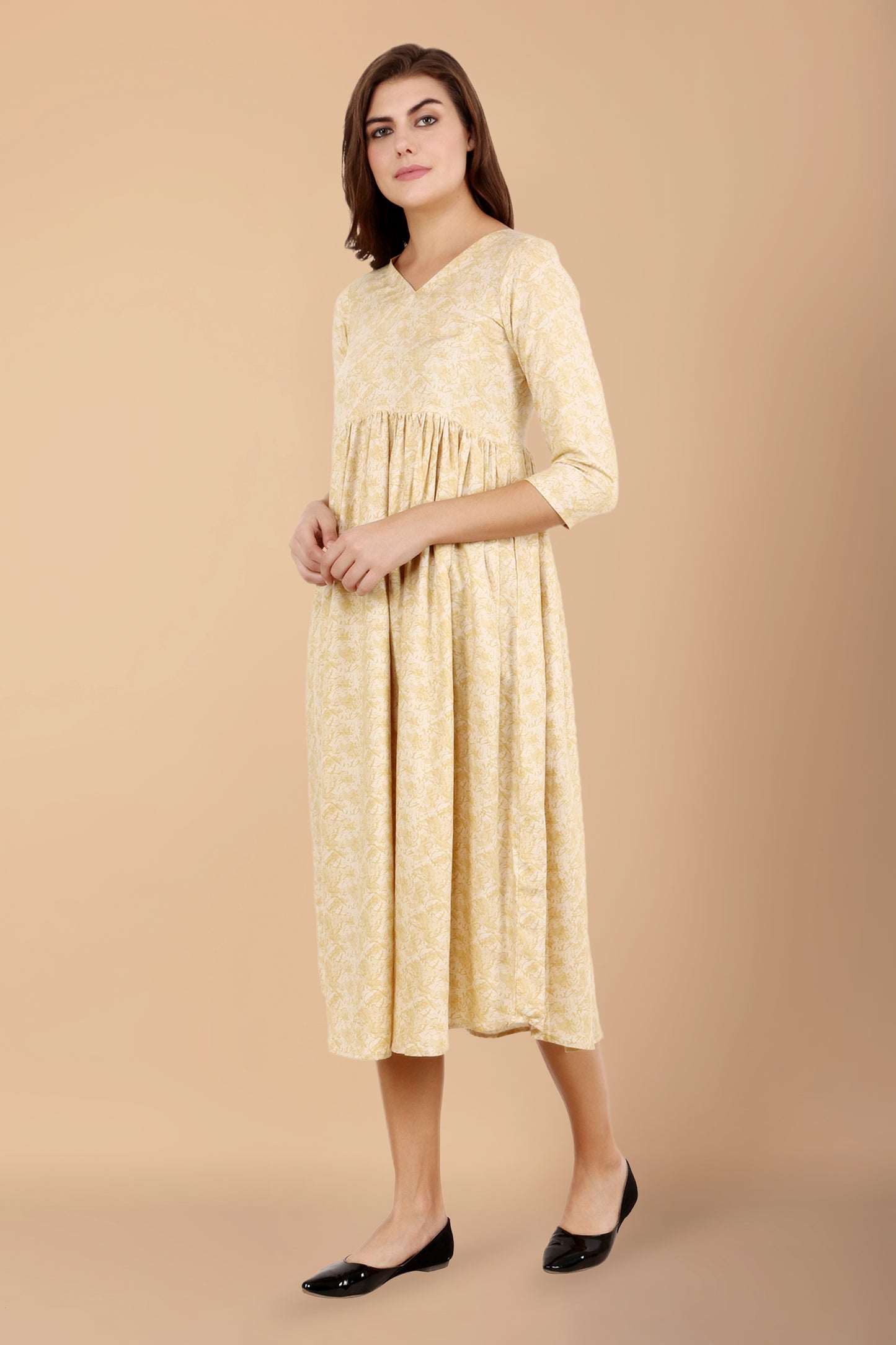 Women Plus Size Cream Rayon simple dresses for girls | Apella