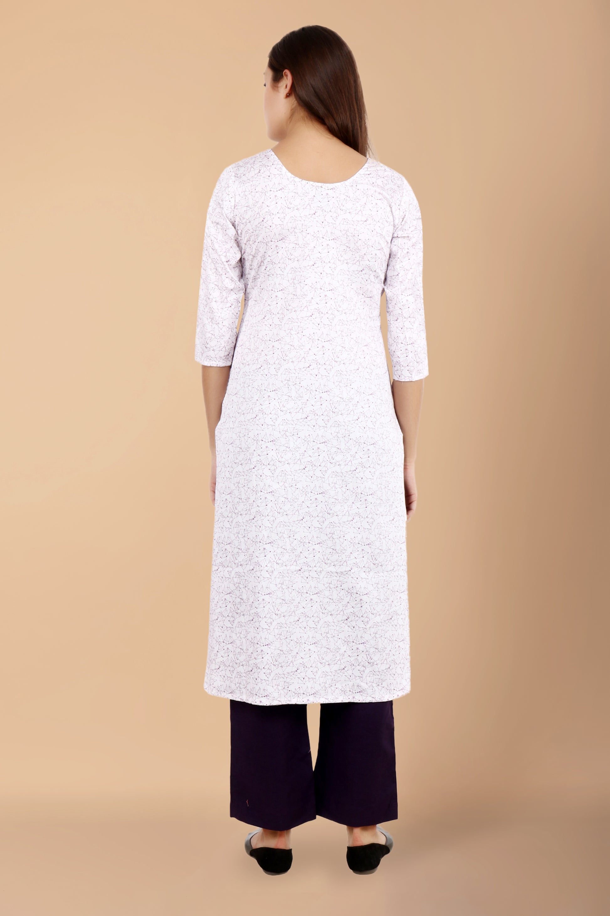 Women Plus Size White Cotton Kurti Pant Maternity Set| Apella