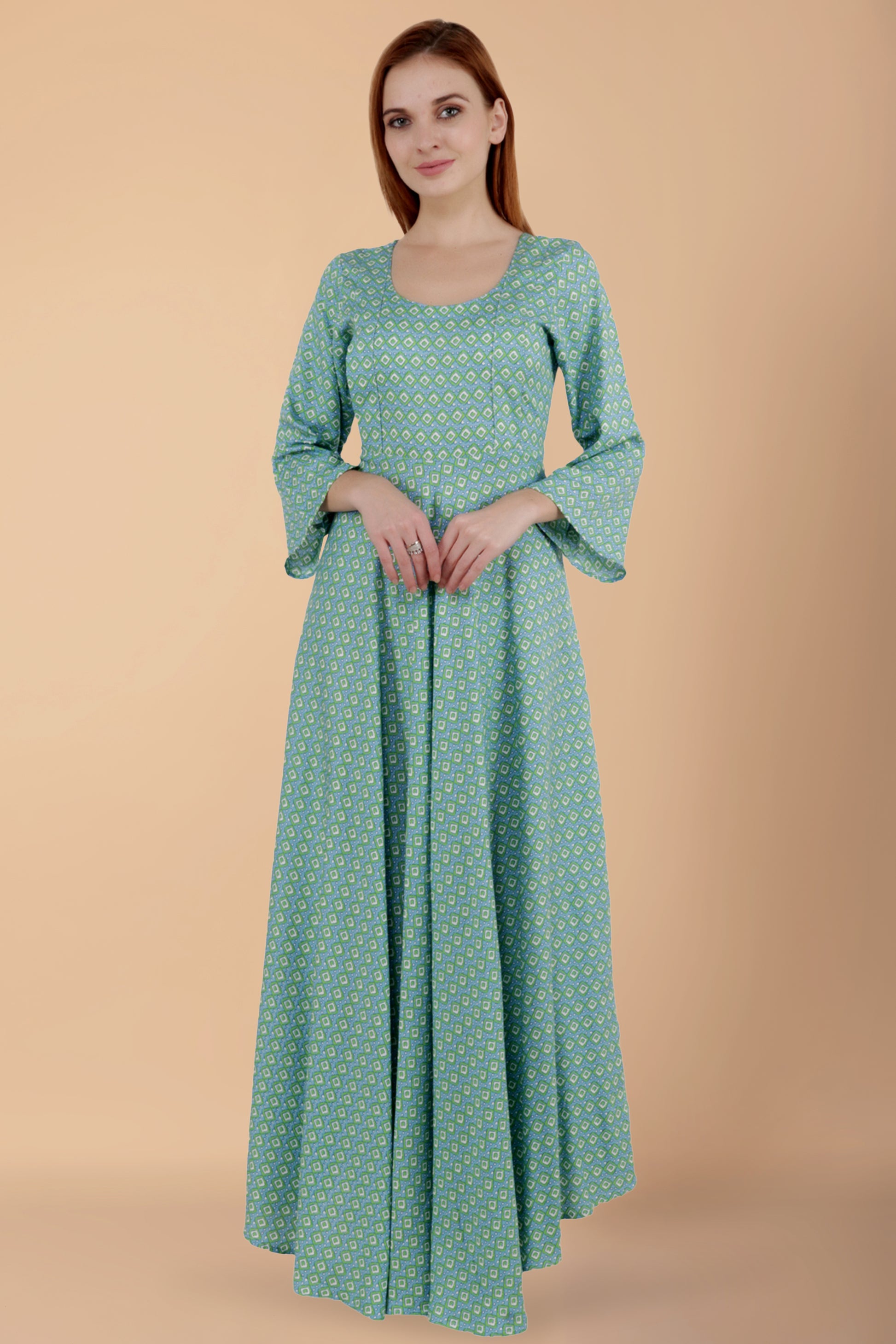 Women Plus Size Mint  Rayon Gathered Dress | Apella