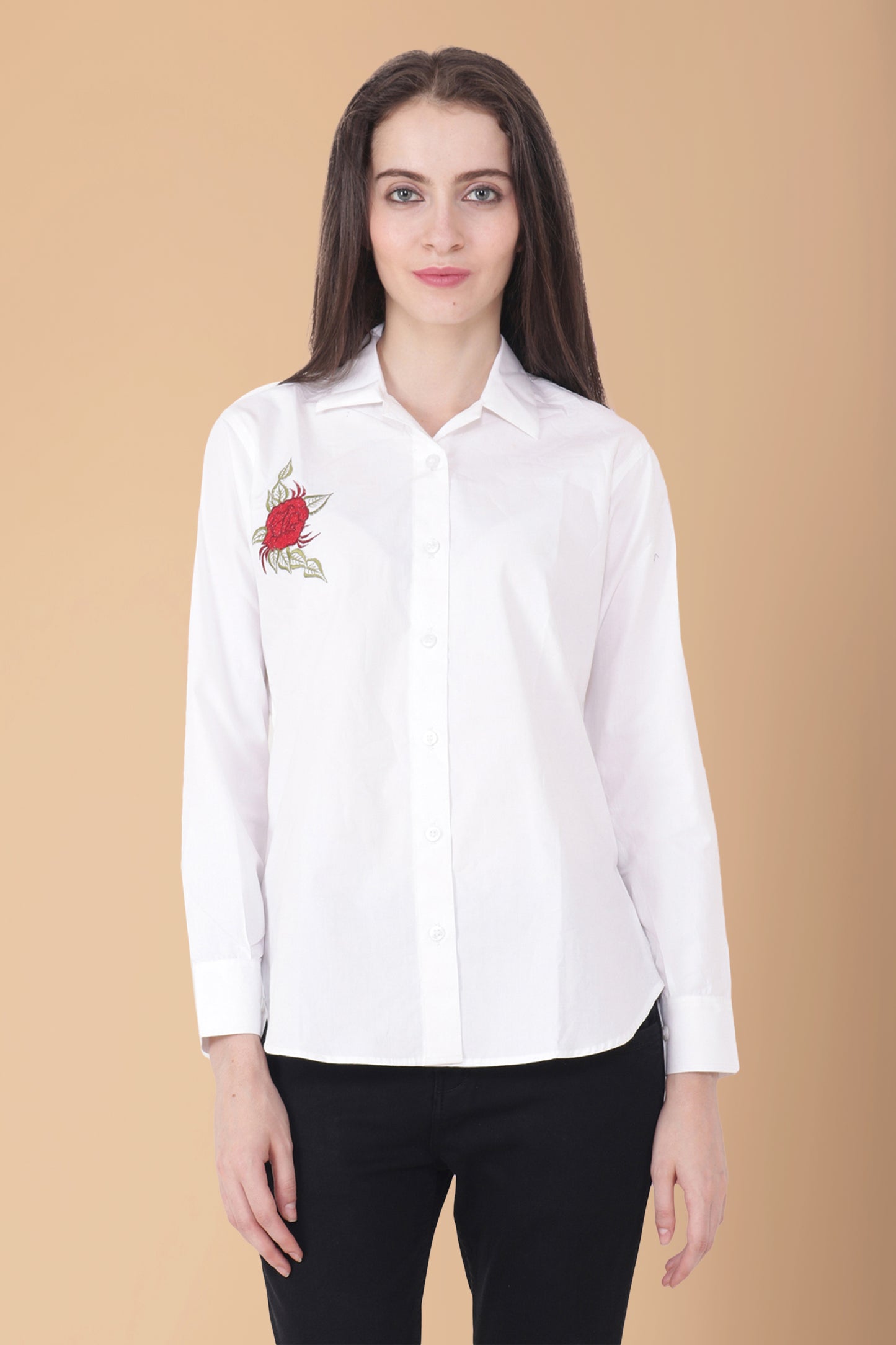  Women Plus Size White Cotton Embroidered Shirt Top | Apella
