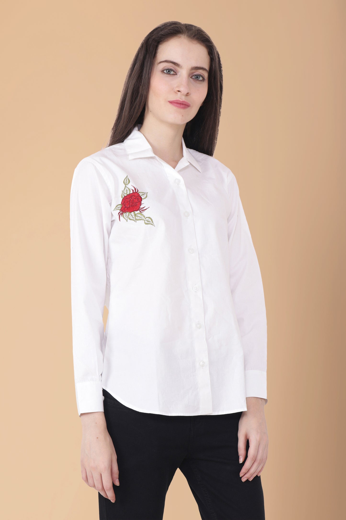  Women Plus Size White Cotton Embroidered Shirt Top | Apella
