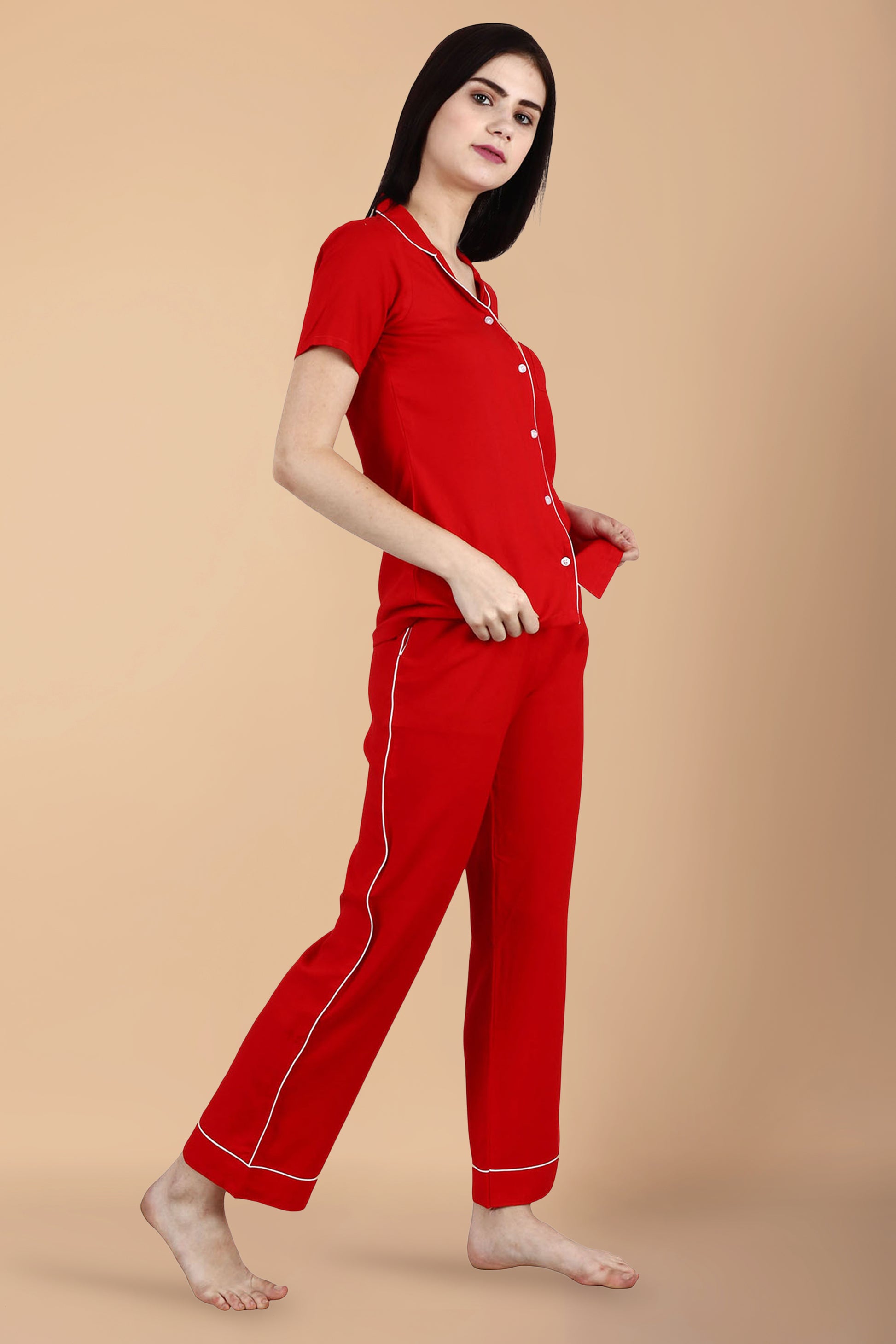 Solid Red Night Suit | Apella.