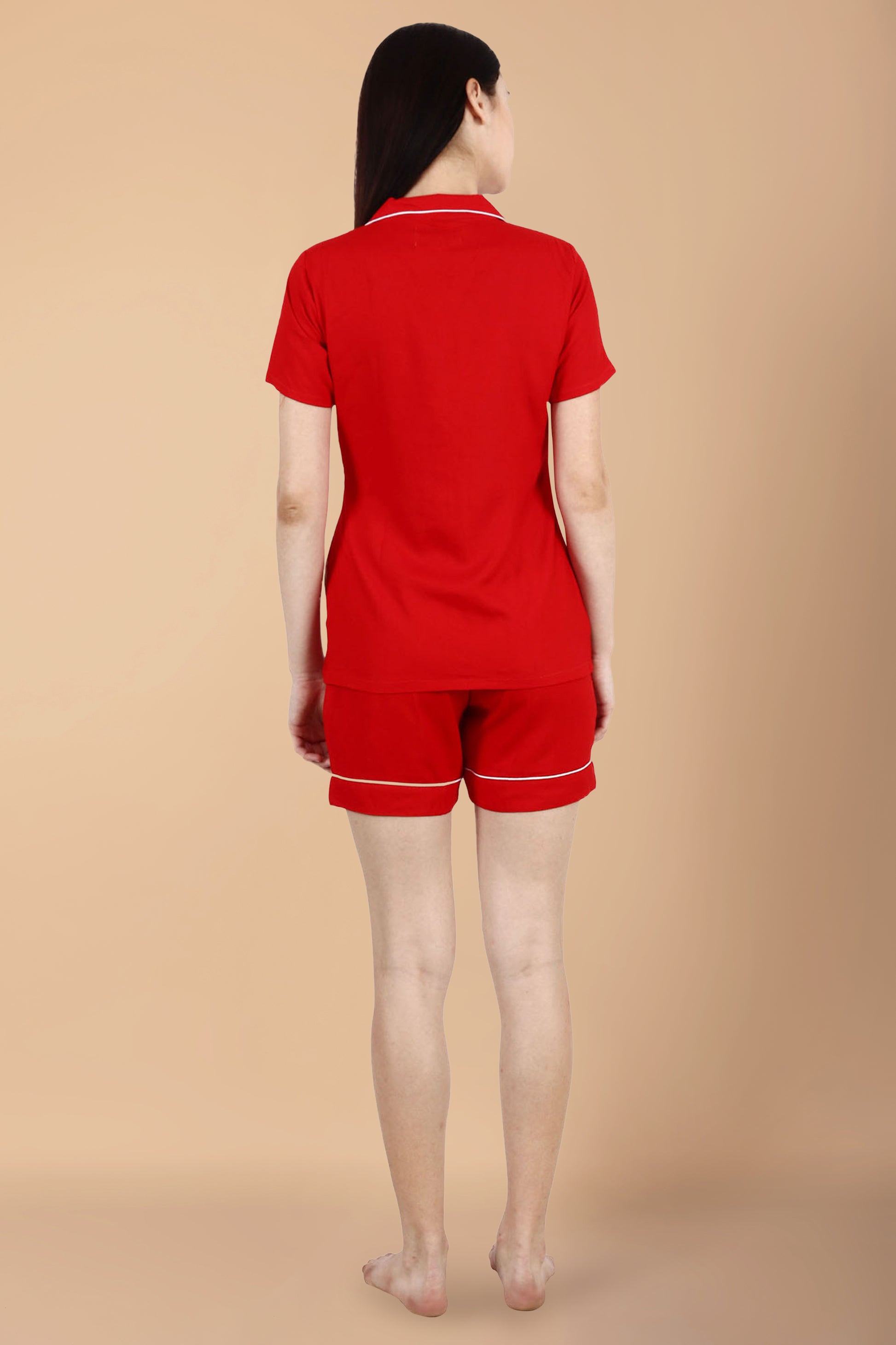 Solid Red Shorts Suit | Apella.