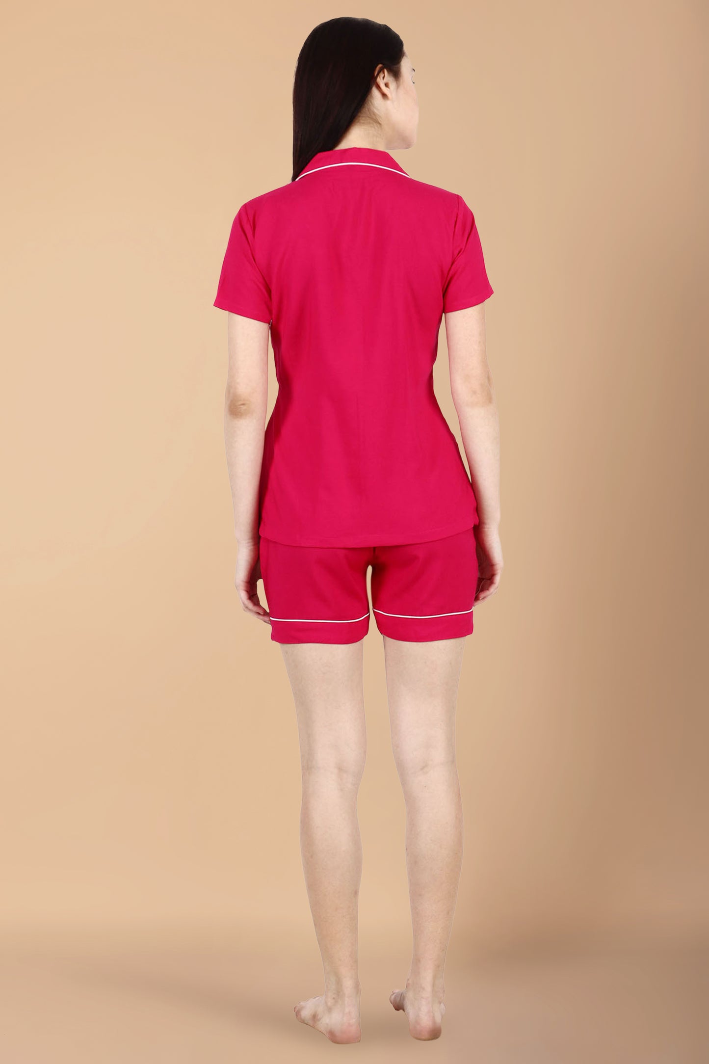 Solid Magenta Shorts Suit | Apella.