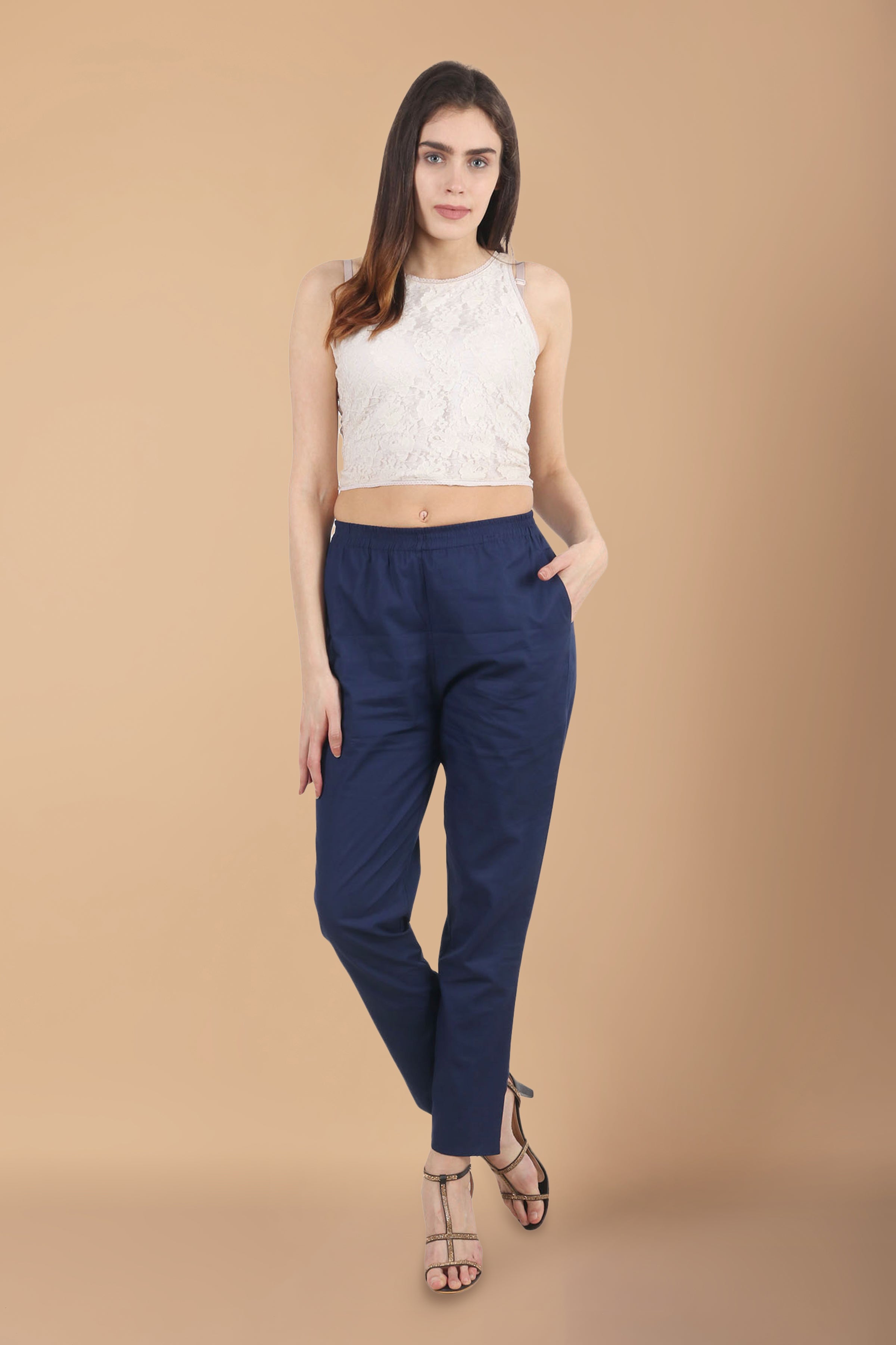 Buy Wardrobe by Westside Navy BootCut HighWaist Trousers Online at best  price at TataCLiQ