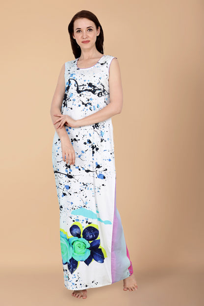 Women Plus Size White Digital Multicolor Rayon Dress | Apella
