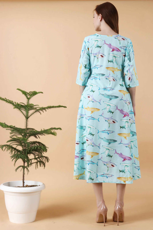 Buy Plus Size ​Into The Sea Dress At Apella | Sizes XS to 10 XL | India | Free Delivery | Customized