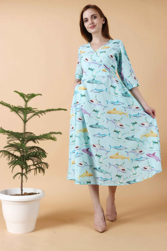 Buy Plus Size ​Into The Sea Dress At Apella | Sizes XS to 10 XL | India | Free Delivery | Customized