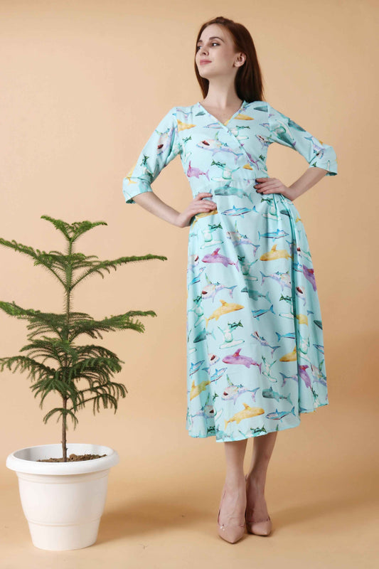 Buy Plus Size ​Into The Sea Dress At Apella | Sizes XS to 10 XL | India | Free Delivery | Customized