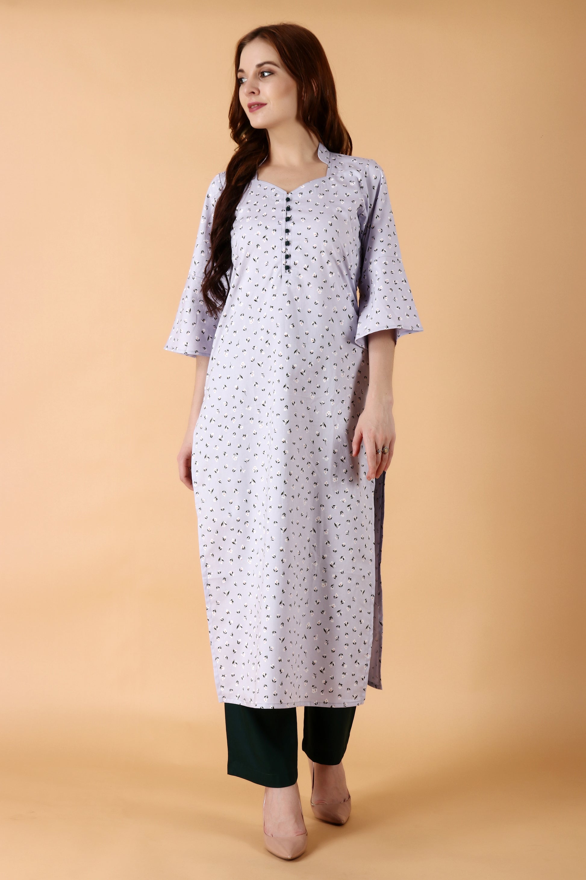 Women Plus Size Lavender kurti and pant set | Apella