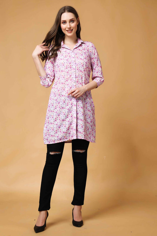 Buy Plus Size ​Tinker Bell Floral Short Kurta At Apella | Sizes XS to 10 XL | India | Free Delivery | Customized