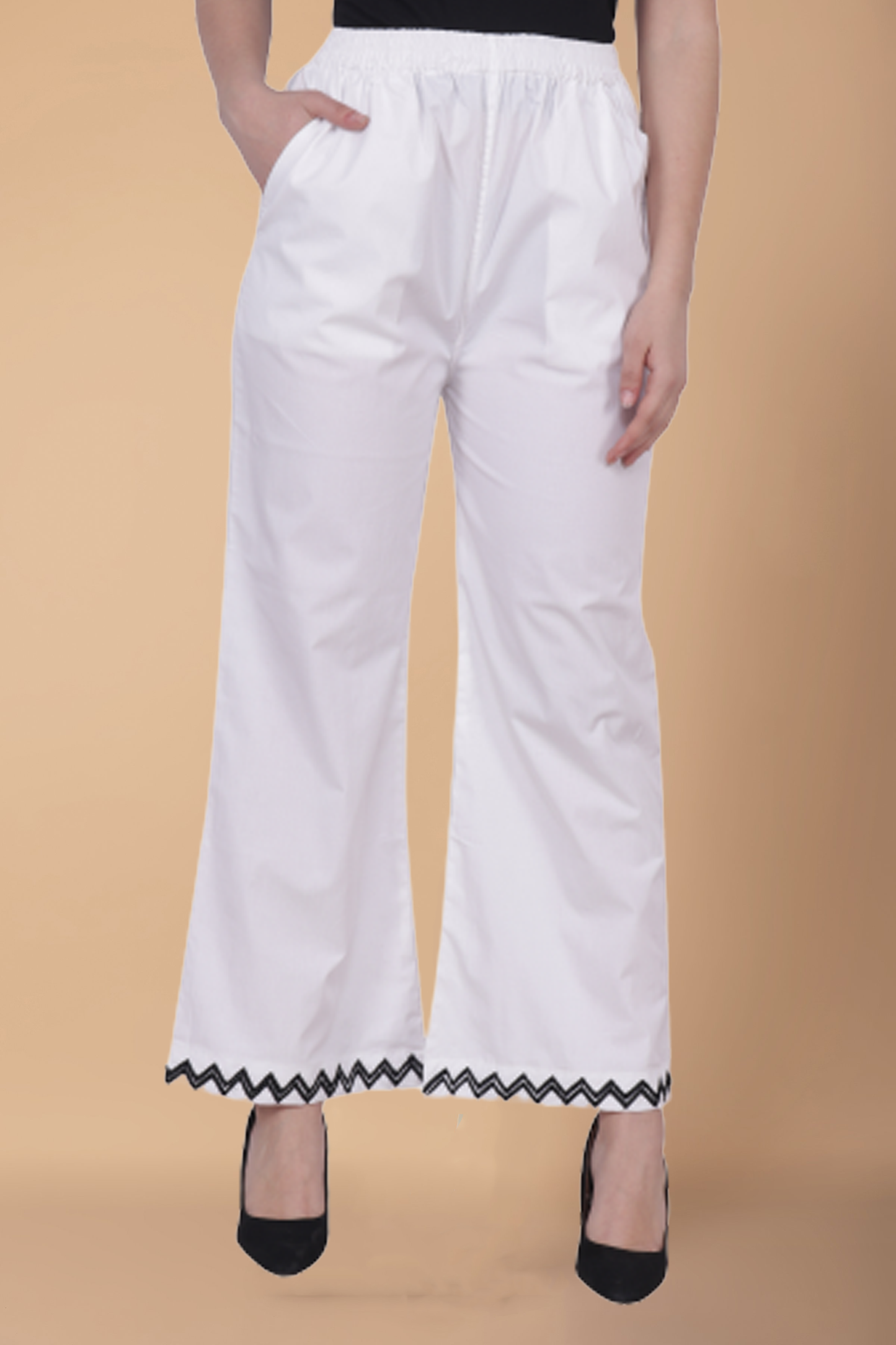  Women Plus Size White Cotton Palazzo Pants for Women | Apella