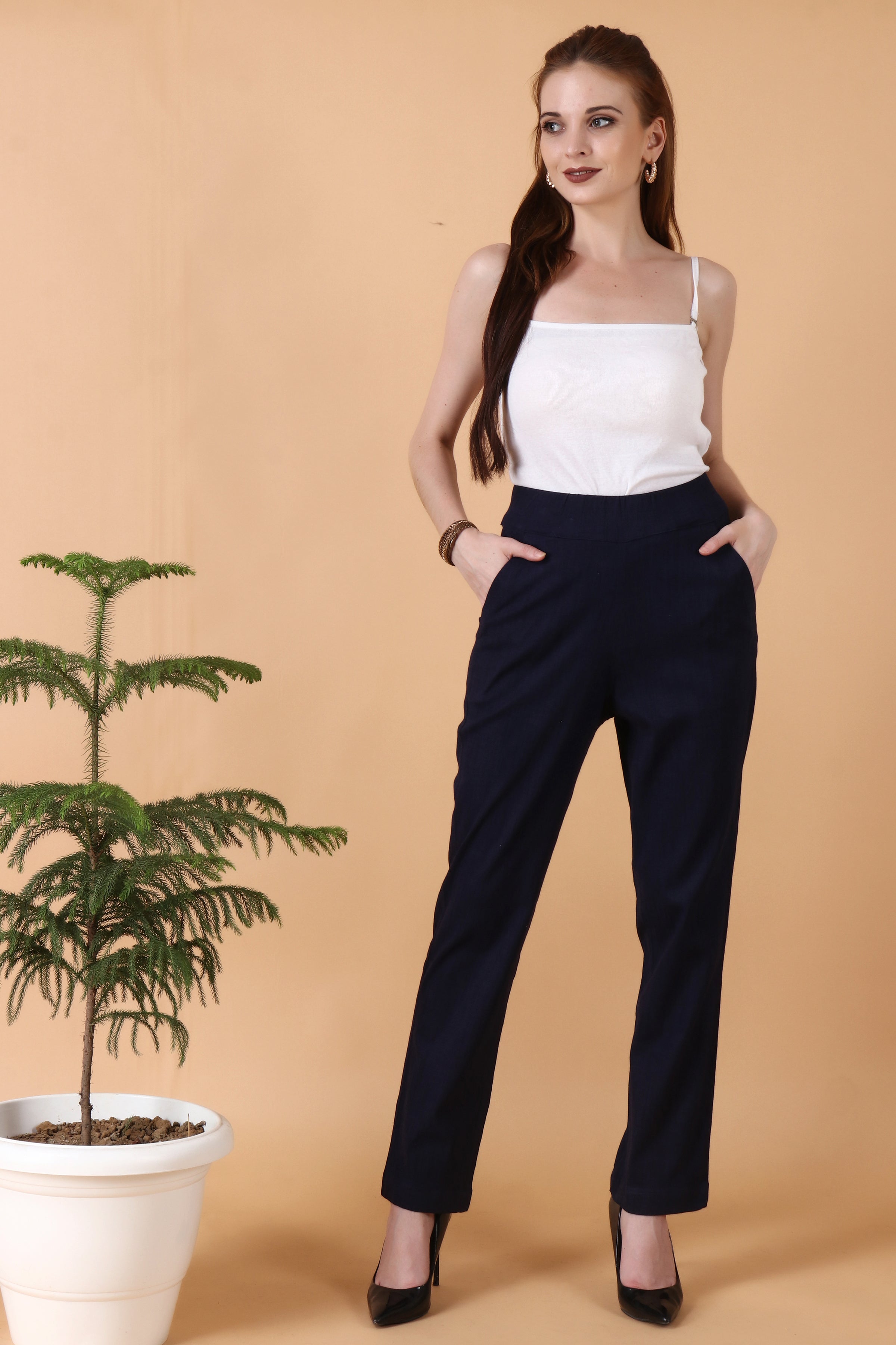 Amazon.com: Solid Color Wide Leg Pants for Women Casual High Waisted Dress  Pants Loose Fit Work Business Trousers Lady (Beige, XL) : Sports & Outdoors