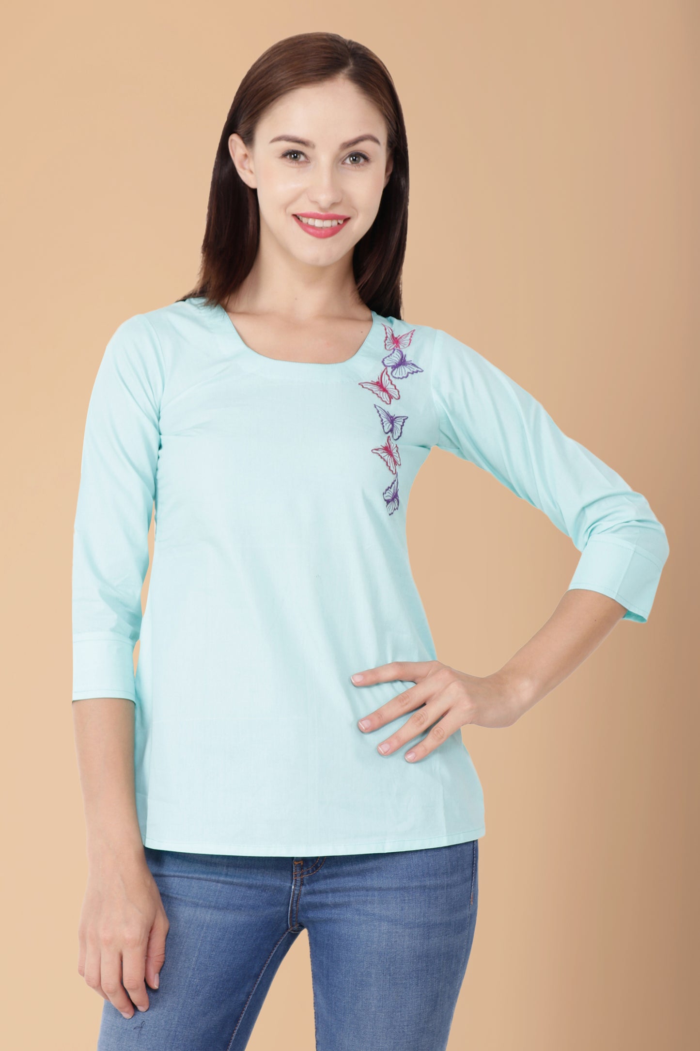 Turquoise Butterfly Top | Apella.