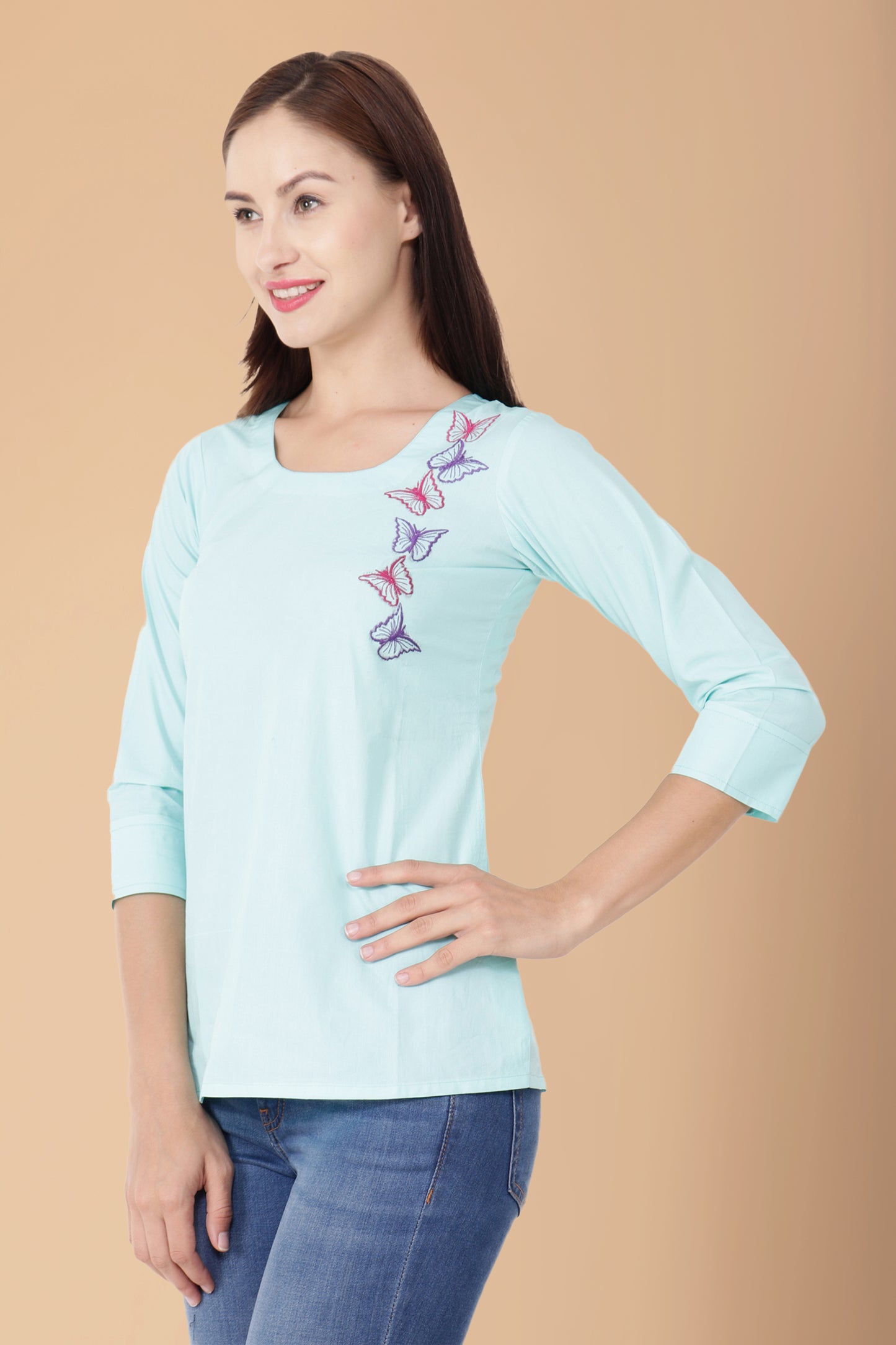 Turquoise Butterfly Top | Apella.