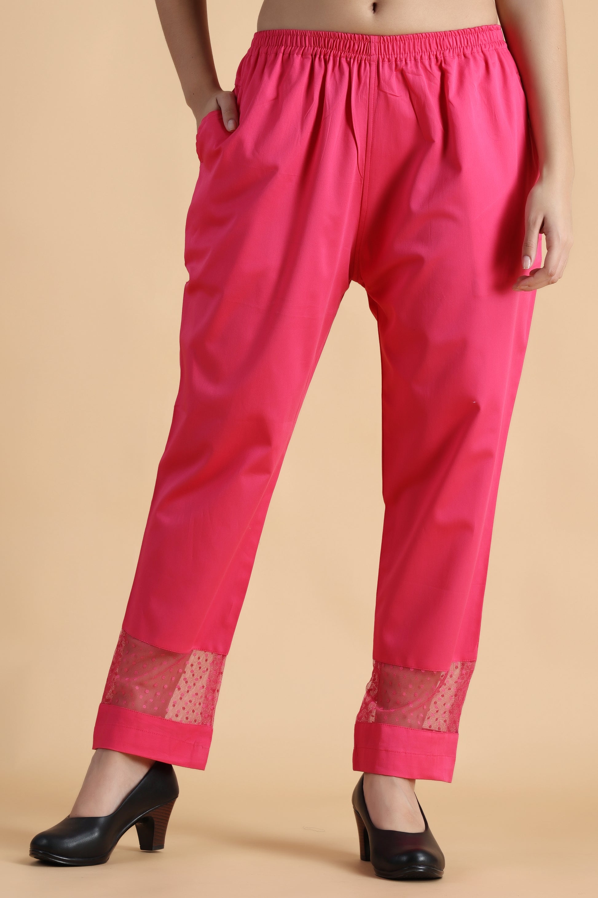 Women Plus Size Magenta cotton palazzo pants | Apella 