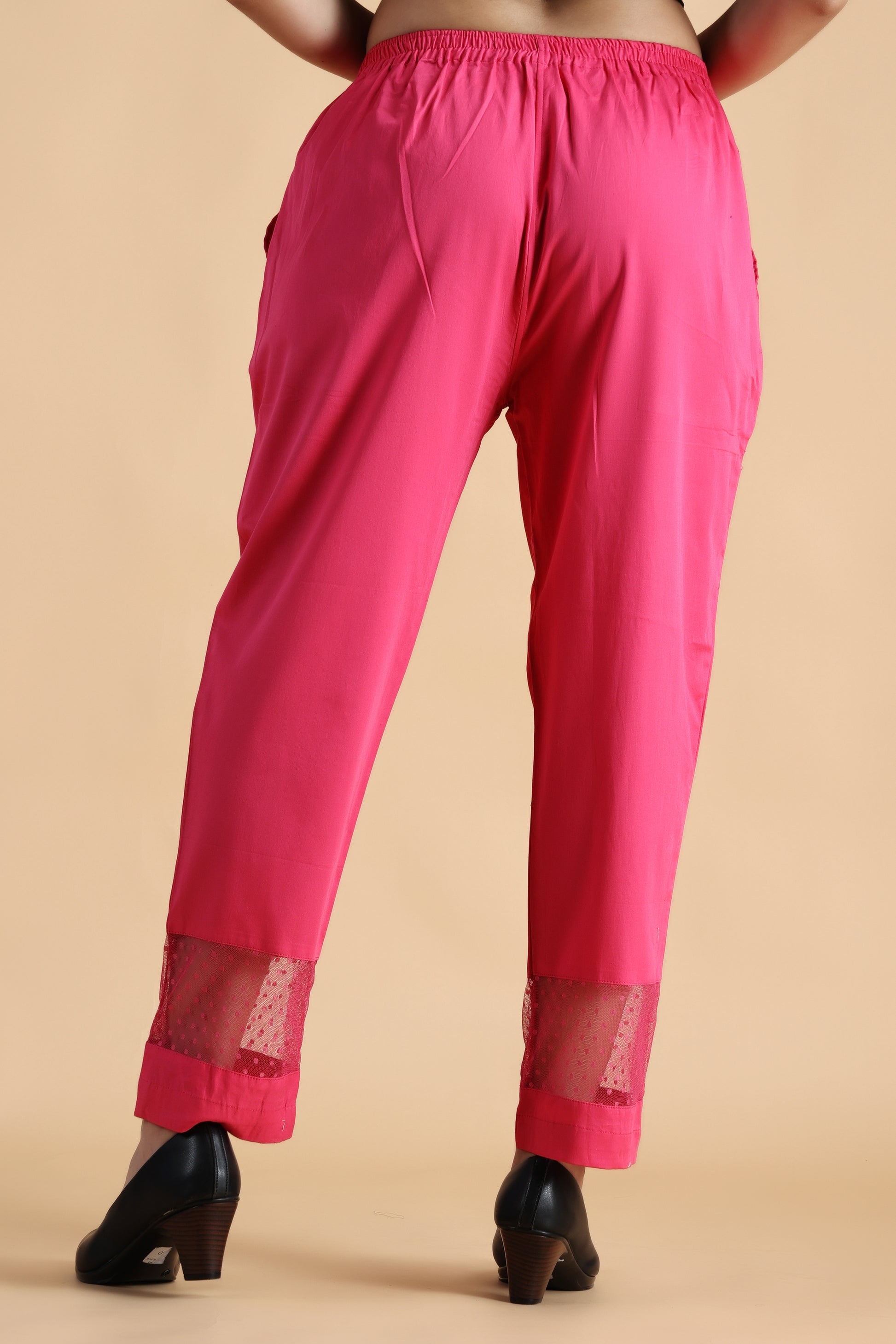 Women Plus Size Magenta cotton palazzo pants | Apella