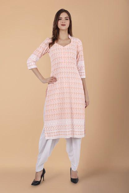 Women Plus Size Peach Chikankari  white salwar suit | Apella