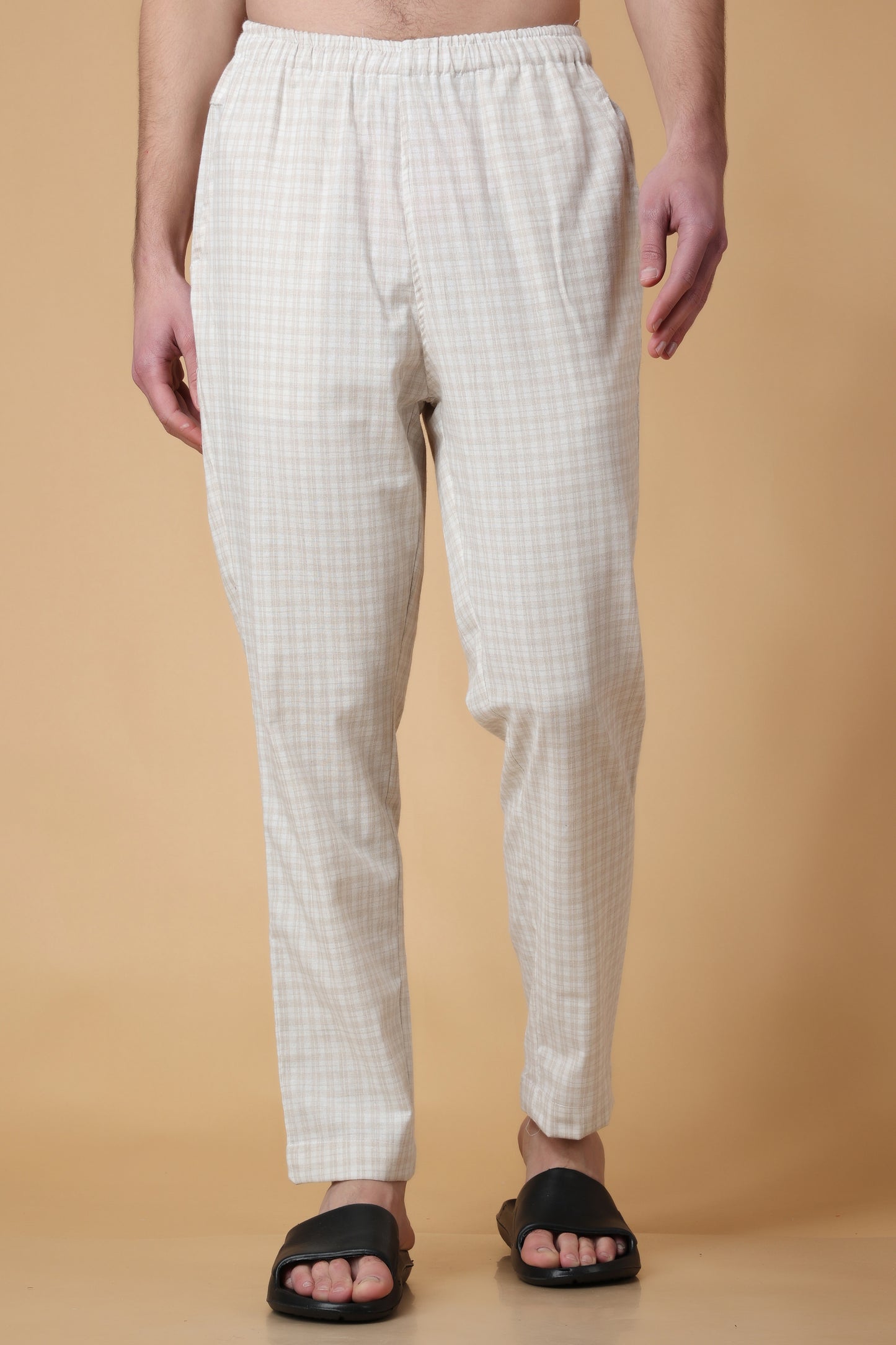 Almond Checked Cotton Pant Pajama
