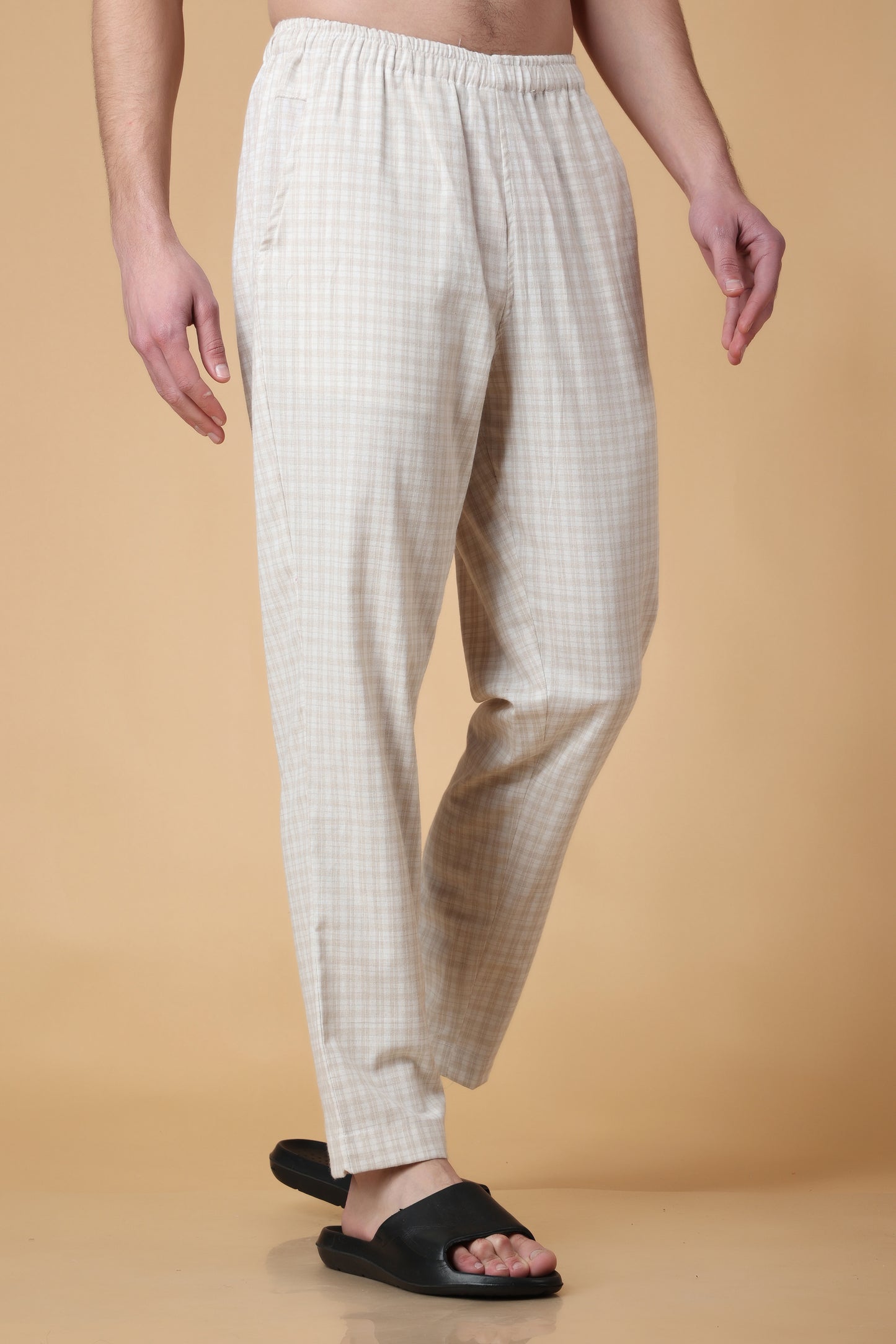 Almond Checked Cotton Pant Pajama