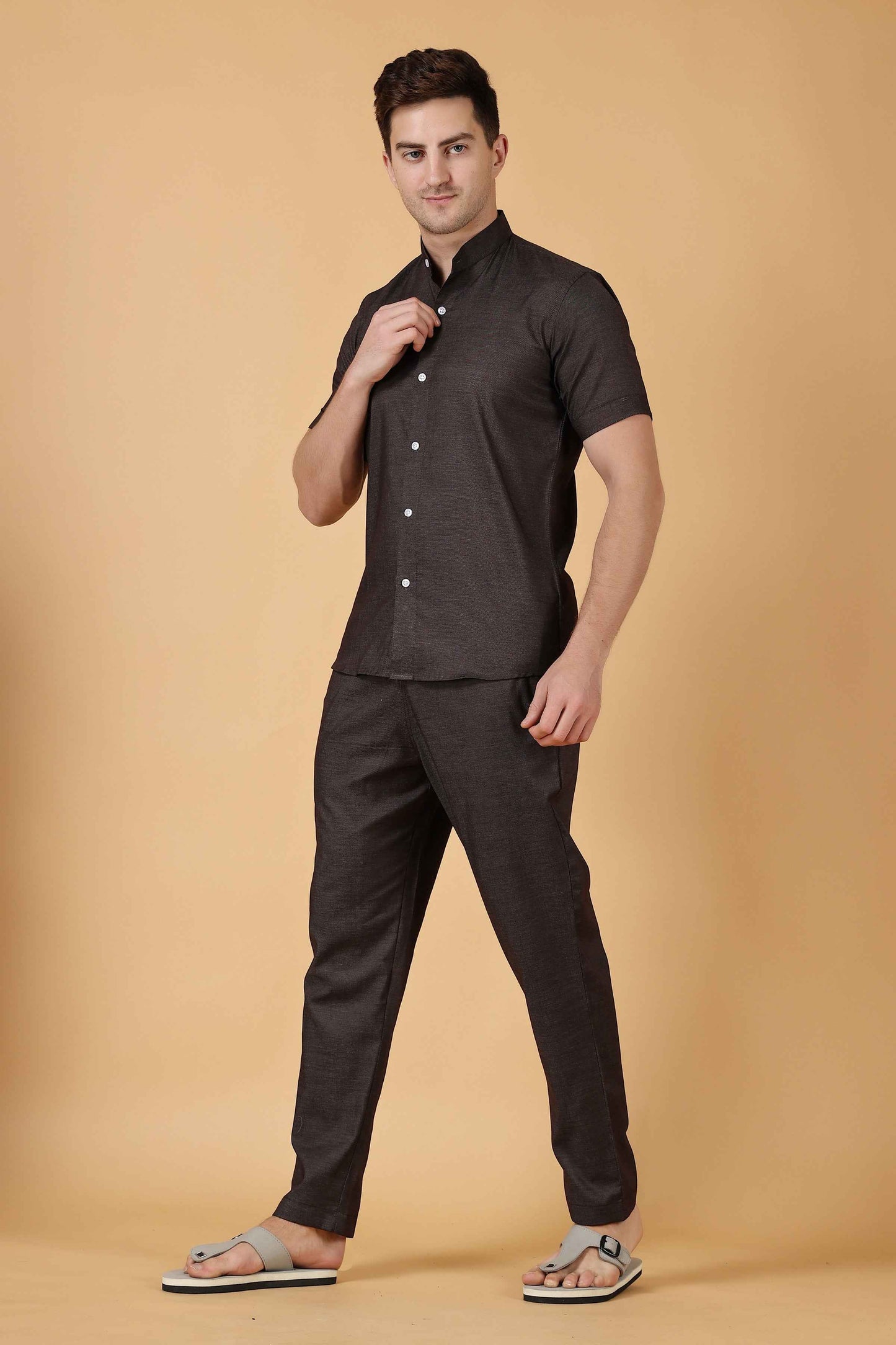 Buy Plus Size ​Smoky Black Lounge Wear Set At Apella | Sizes XS to 10 XL | India | Free Delivery | Customized