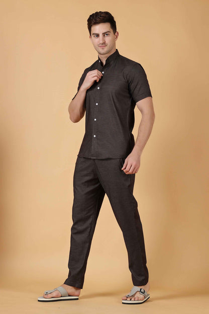 Buy Plus Size ​Smoky Black Lounge Wear Set At Apella | Sizes XS to 10 XL | India | Free Delivery | Customized