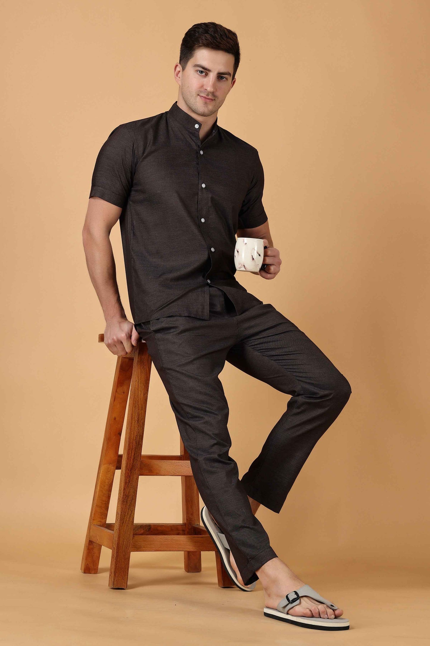 Buy Plus Size ​Smoky Black Lounge Wear Set At Apella | Sizes XS to 10 XL | India | Free Delivery | Customized