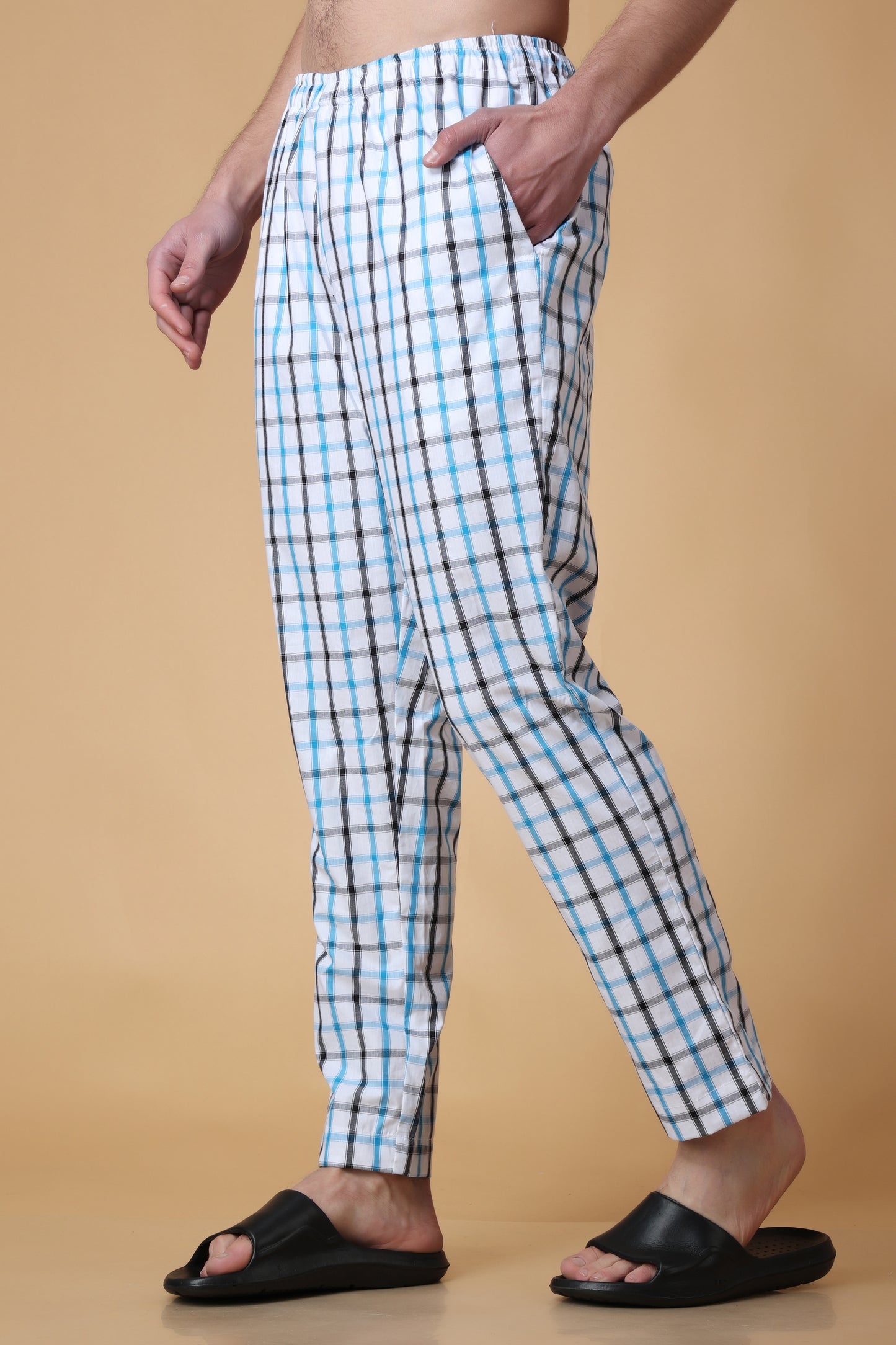 Blue Checked Cotton Pant Pajama