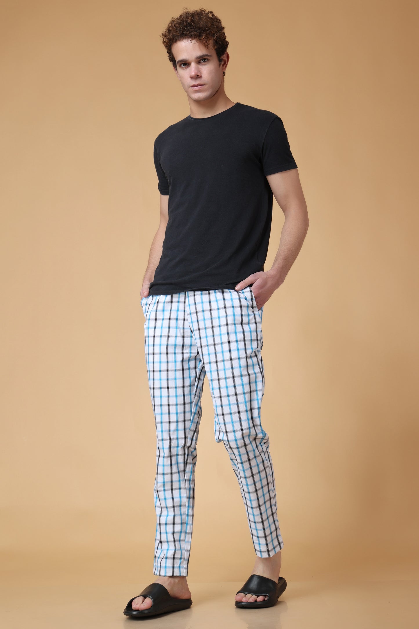 Blue Checked Cotton Pant Pajama